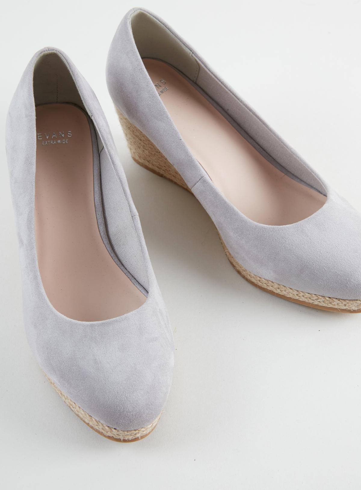 Wide Fit Evans Grey WIDE FIT Closed Toe Wedges 3
