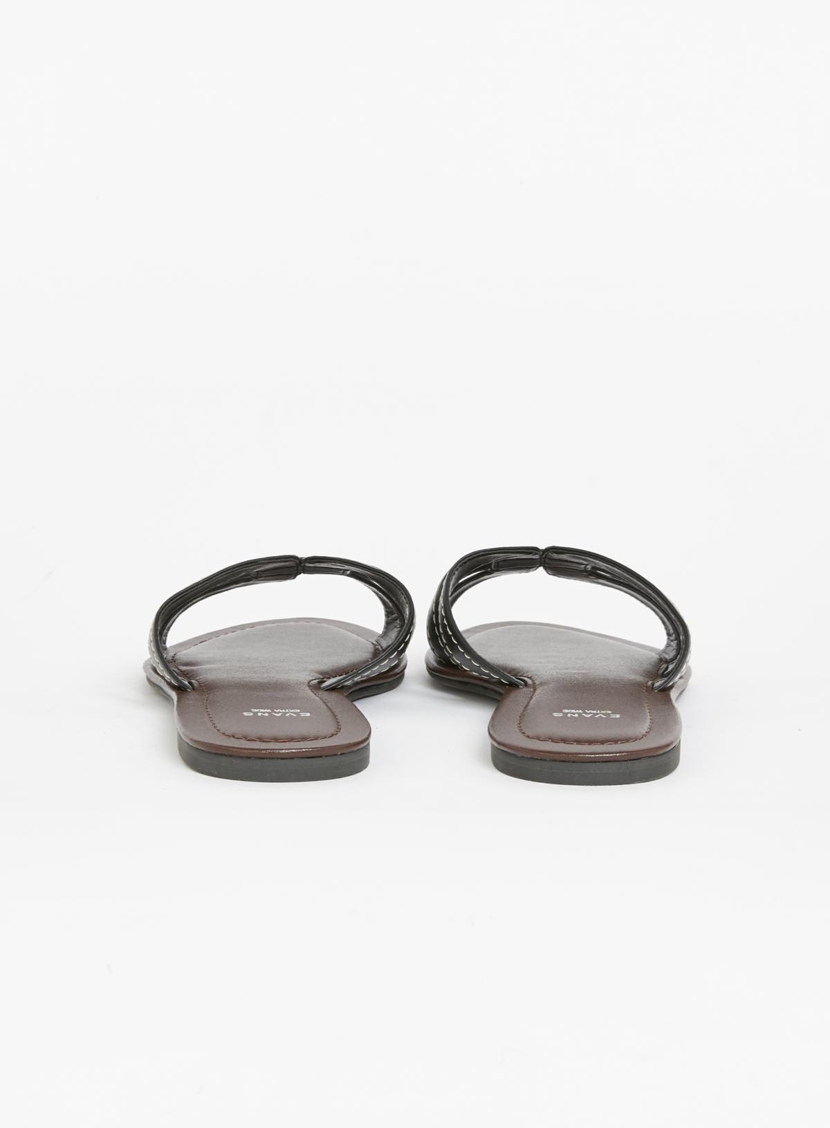 Wide Fit Stitch Detail Slide Black 4