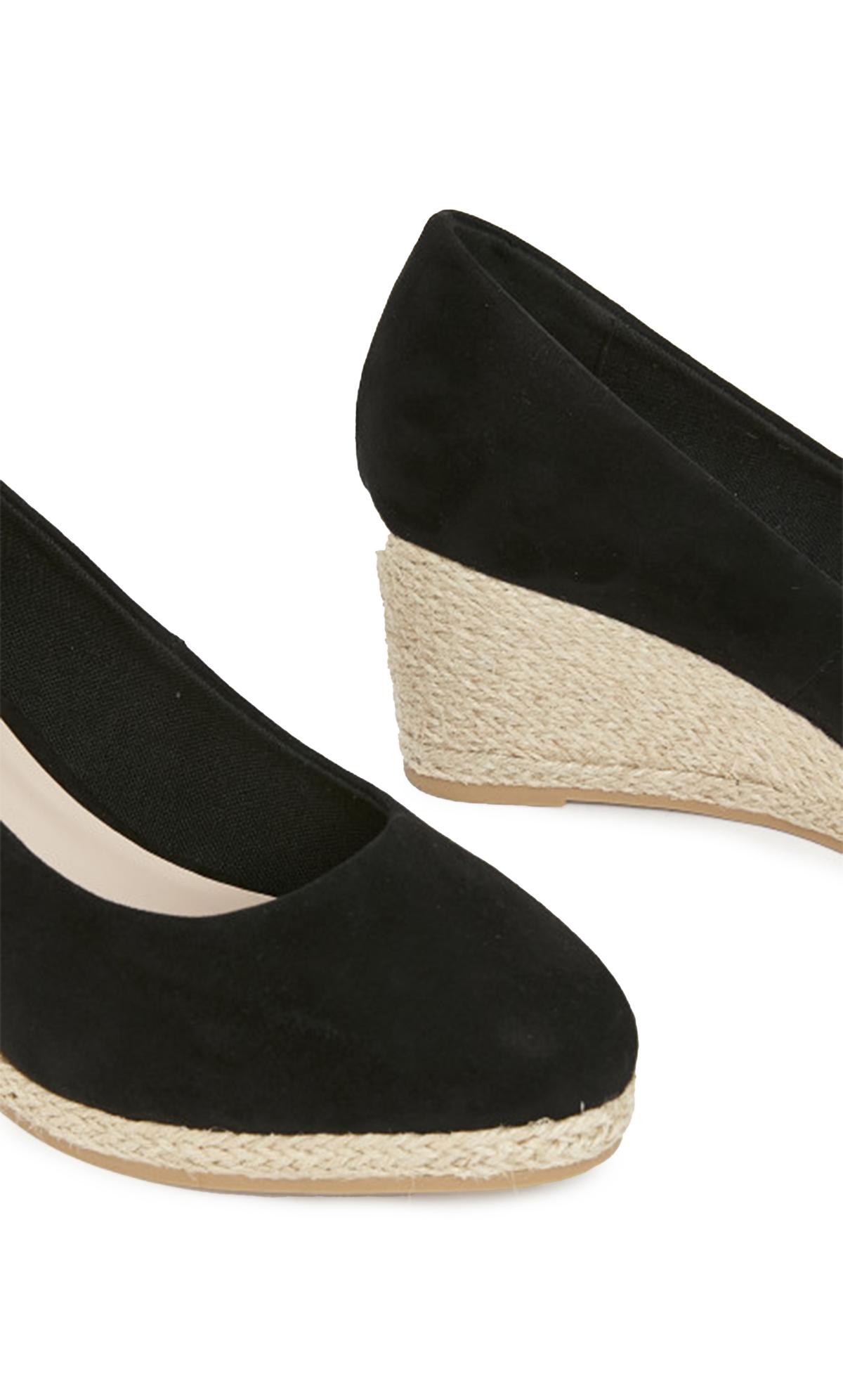 Extra Wide Fit Woven Wedge Court Heels Black 3