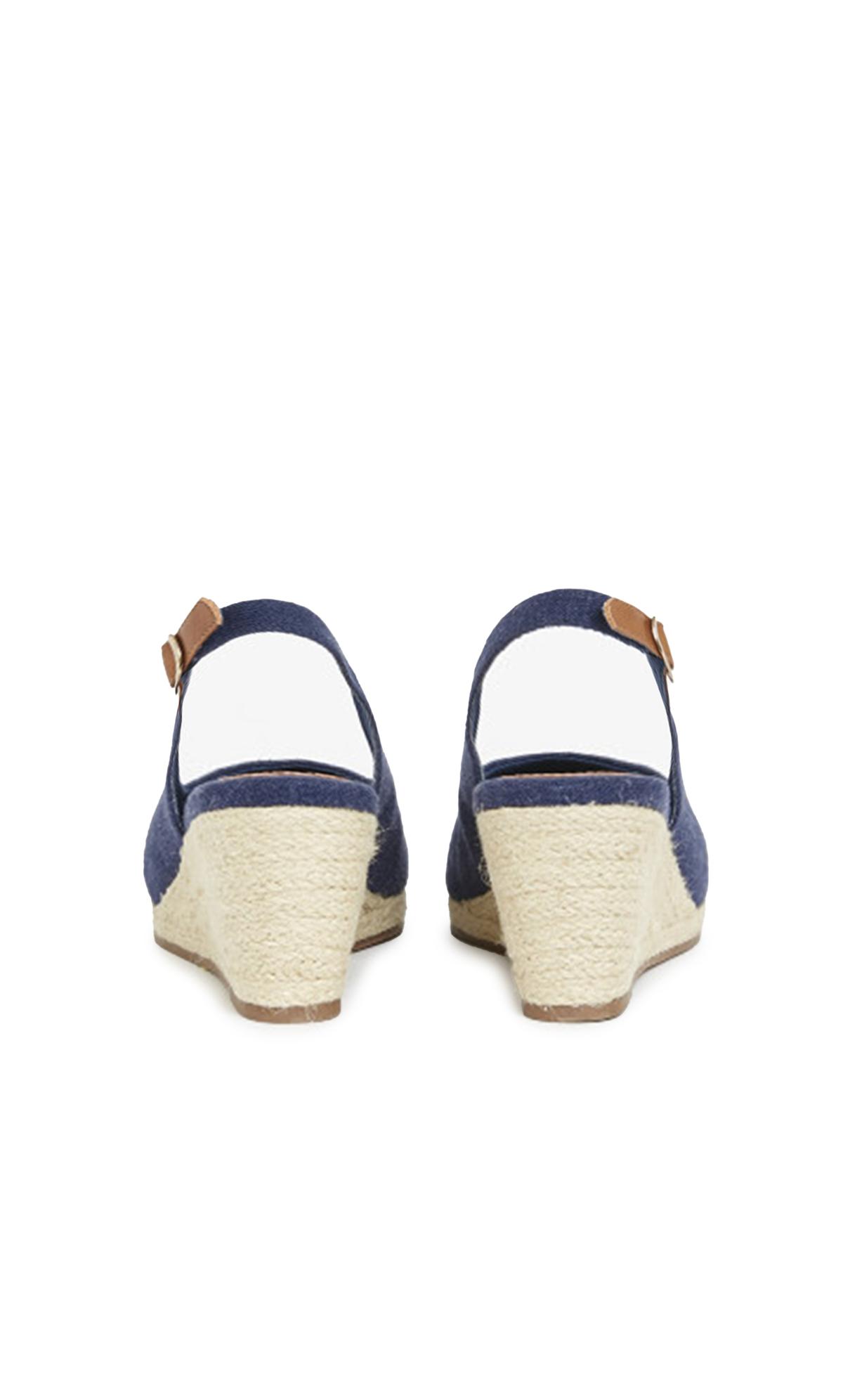Extra Wide Fit Woven Wedge Slingback Heels Navy 3