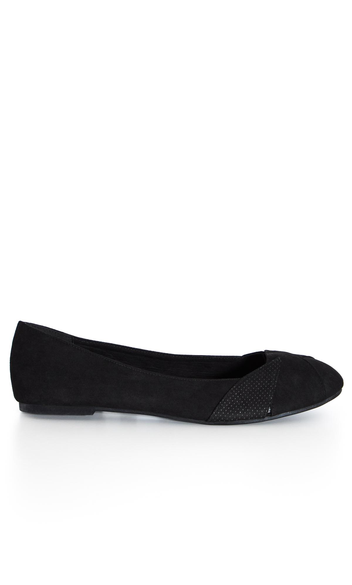 Evans Black WIDE FIT Ballerina Shoe | Evans