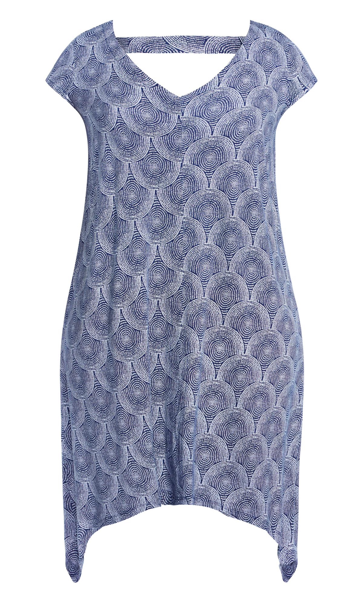 Knit Blue Tile Print Dress 2