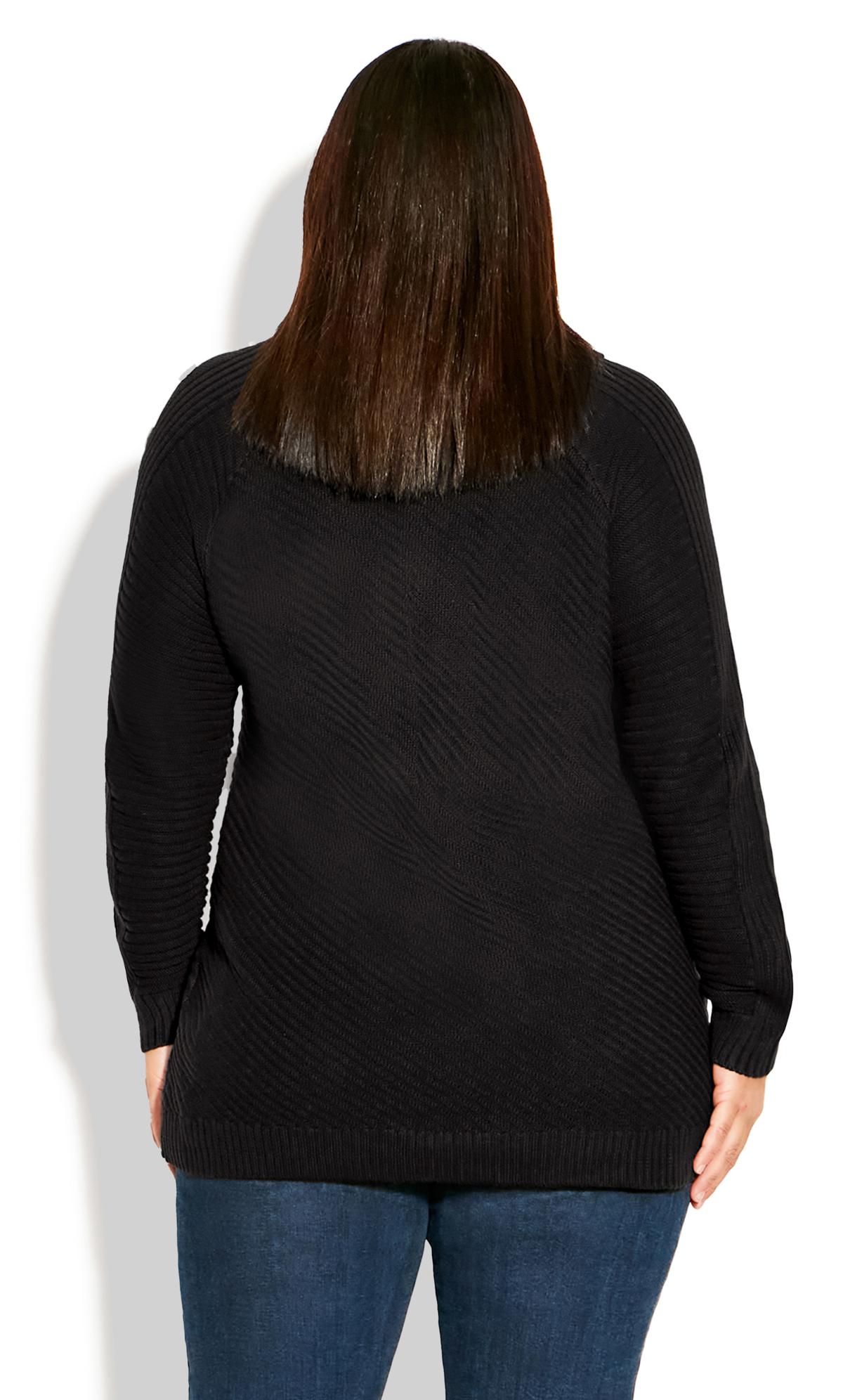 Split Neck Button Black Sweater 3