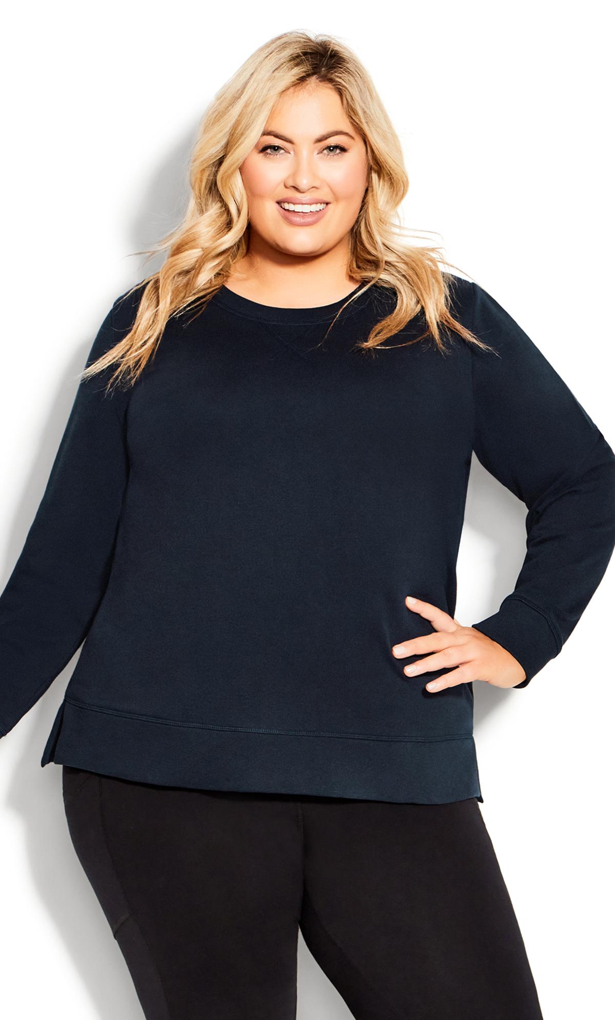 Hi Lo Crew Neck Relaxed Navy Blue Sweat Top 3