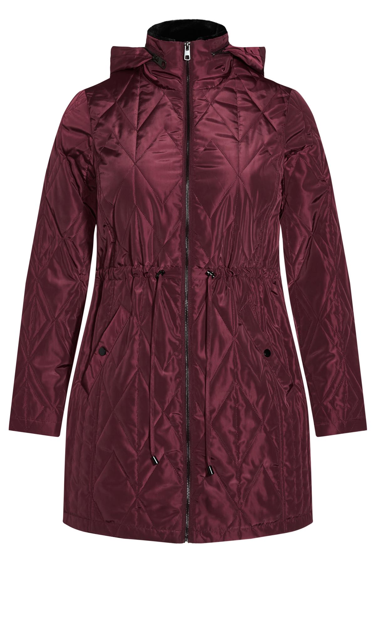 Evans Red Quilted Parka Coat 2
