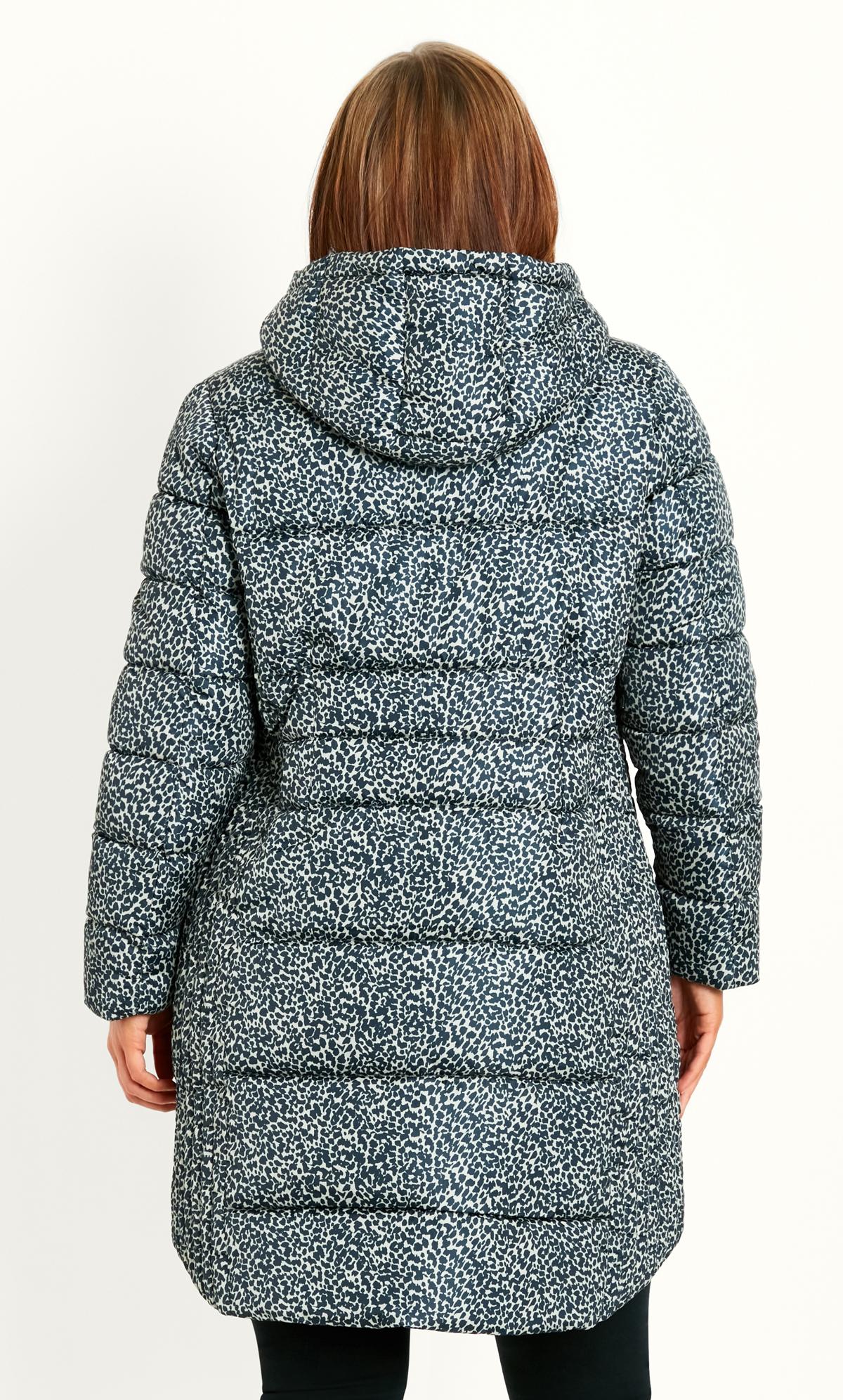 Printed Padded Long Coat Animal | Evans