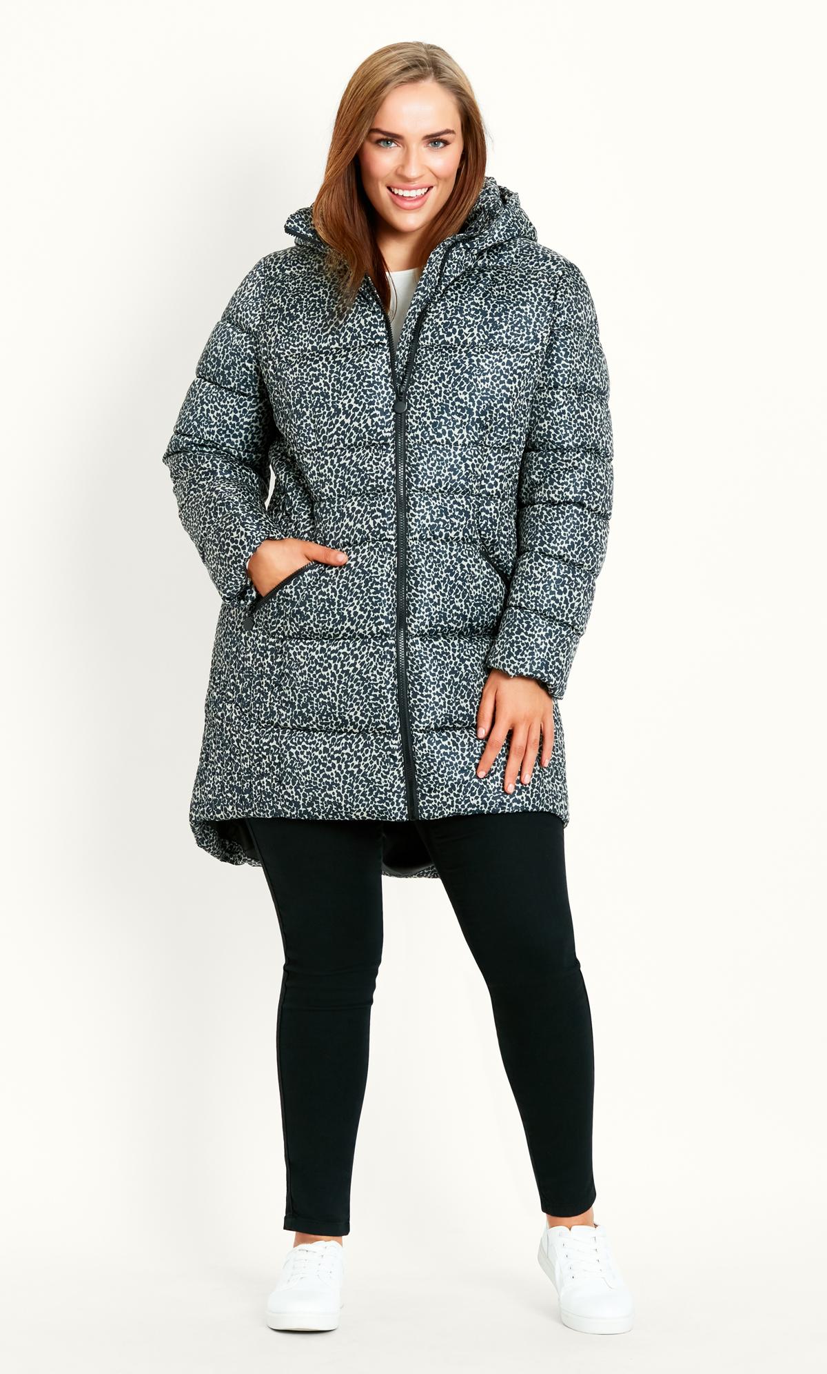 Printed Padded Long Coat Animal | Evans