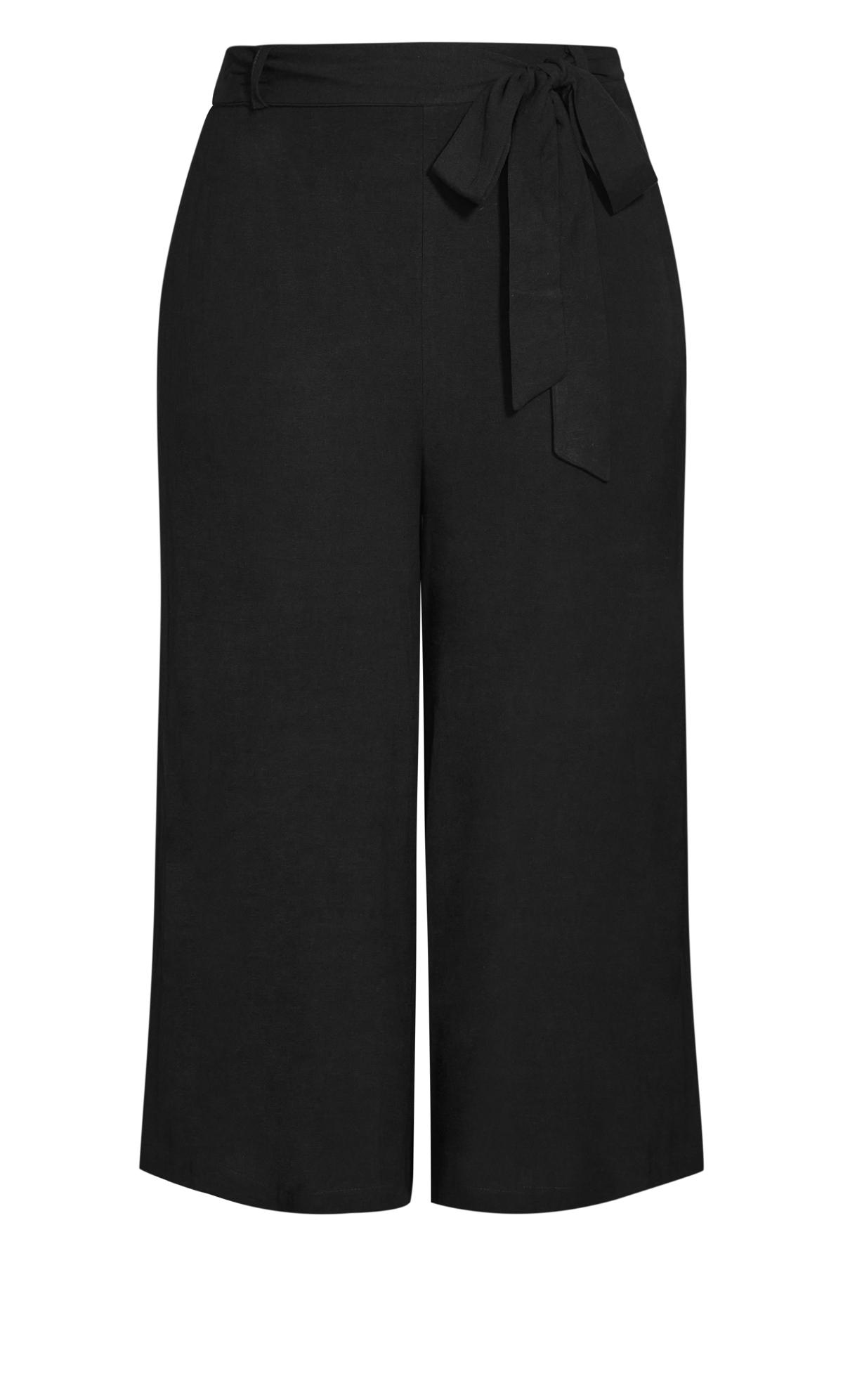 Evans Black Tie Front Wide Leg Trousers | Evans