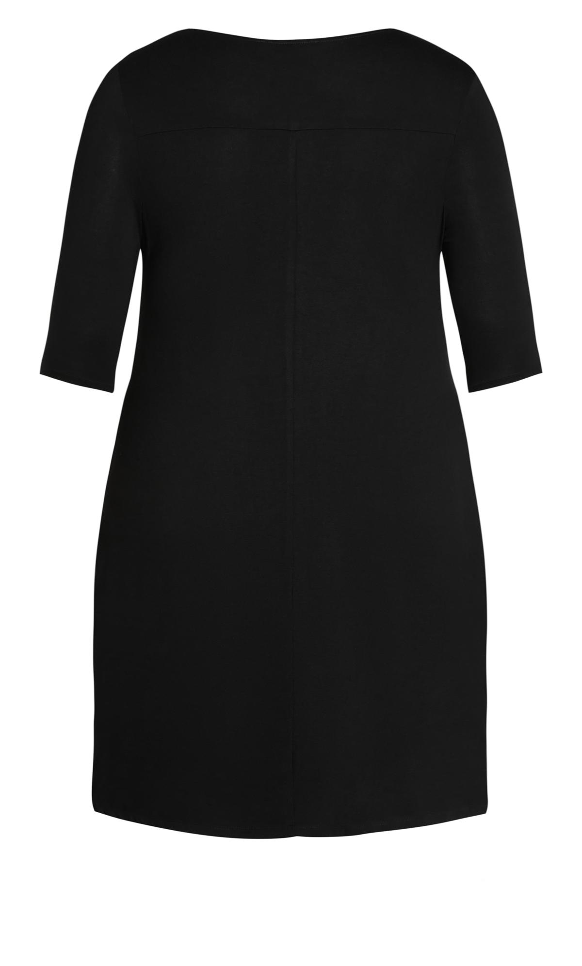 Knit Black Contrast Plain Dress  3