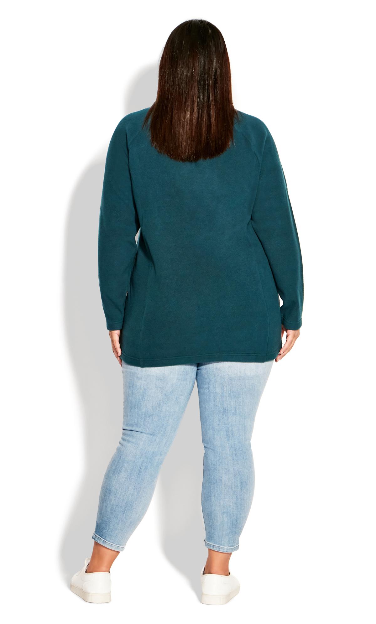 Polar Fleece High Neck Pocket Emerald Green Tunic