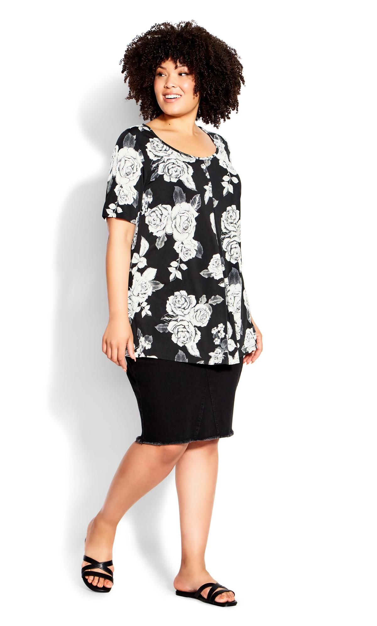 Luv Pleat Front Black Floral Tunic 1