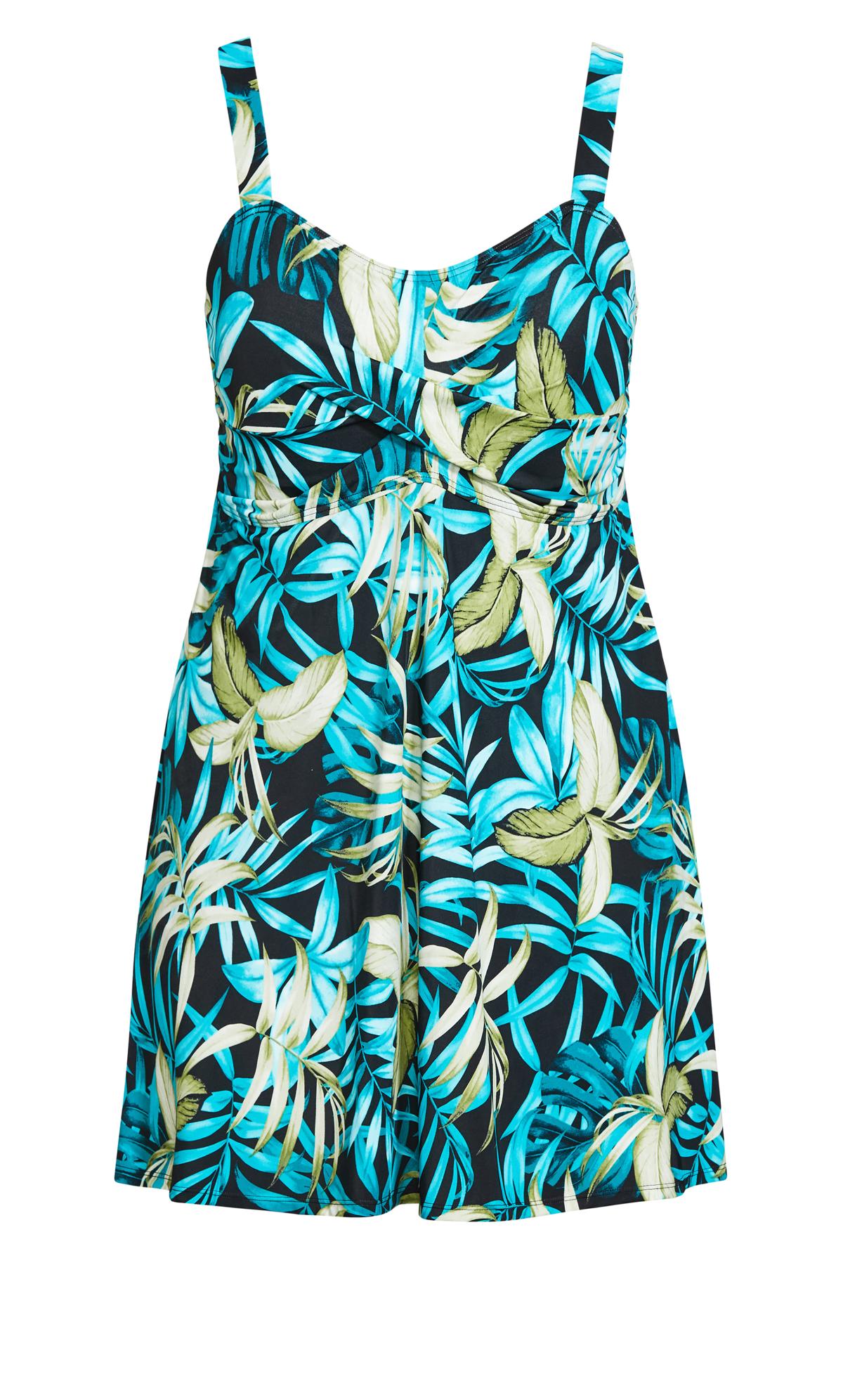 Blue Palm Twist Print Swim Dress 2
