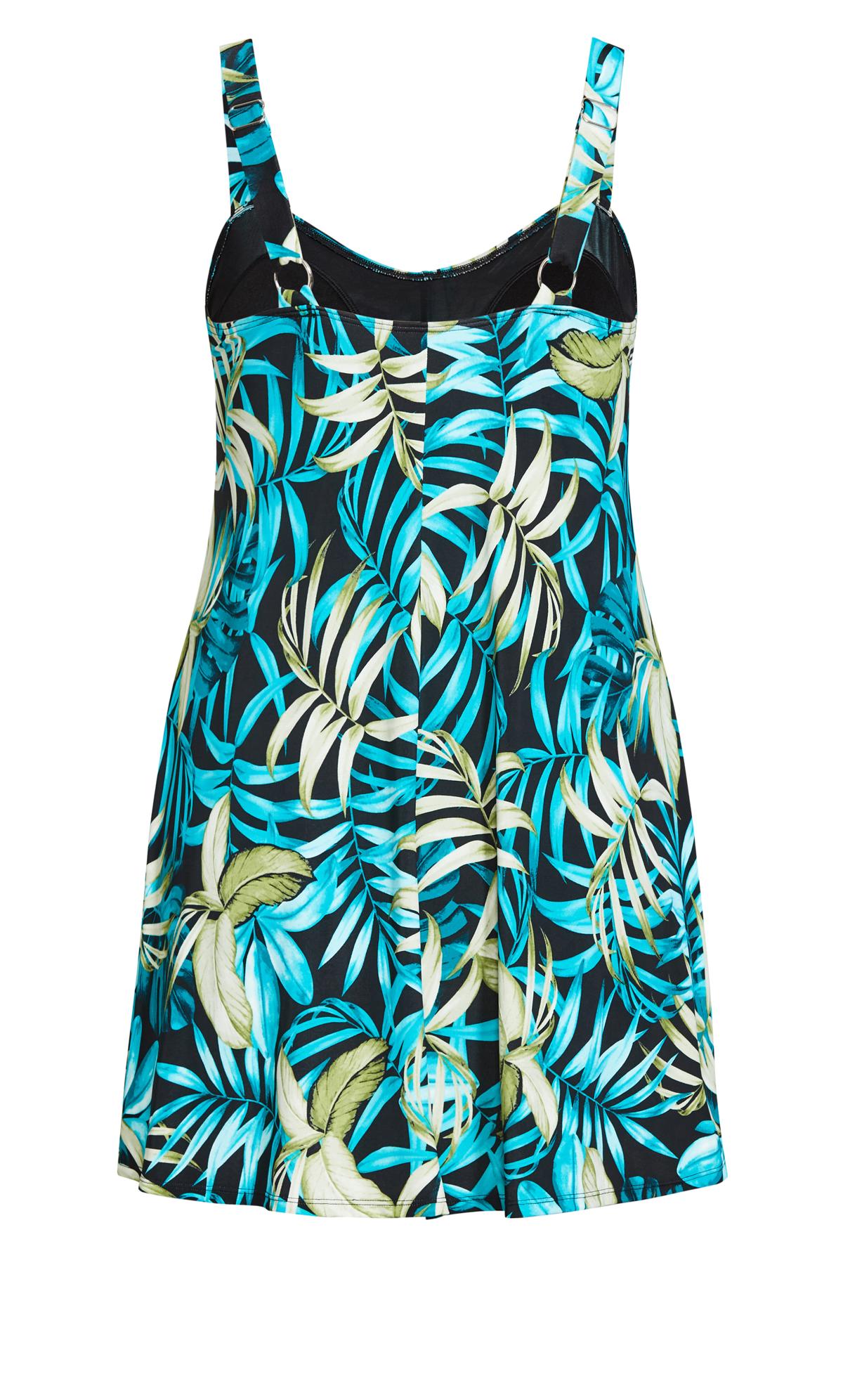Blue Palm Twist Print Swim Dress 3