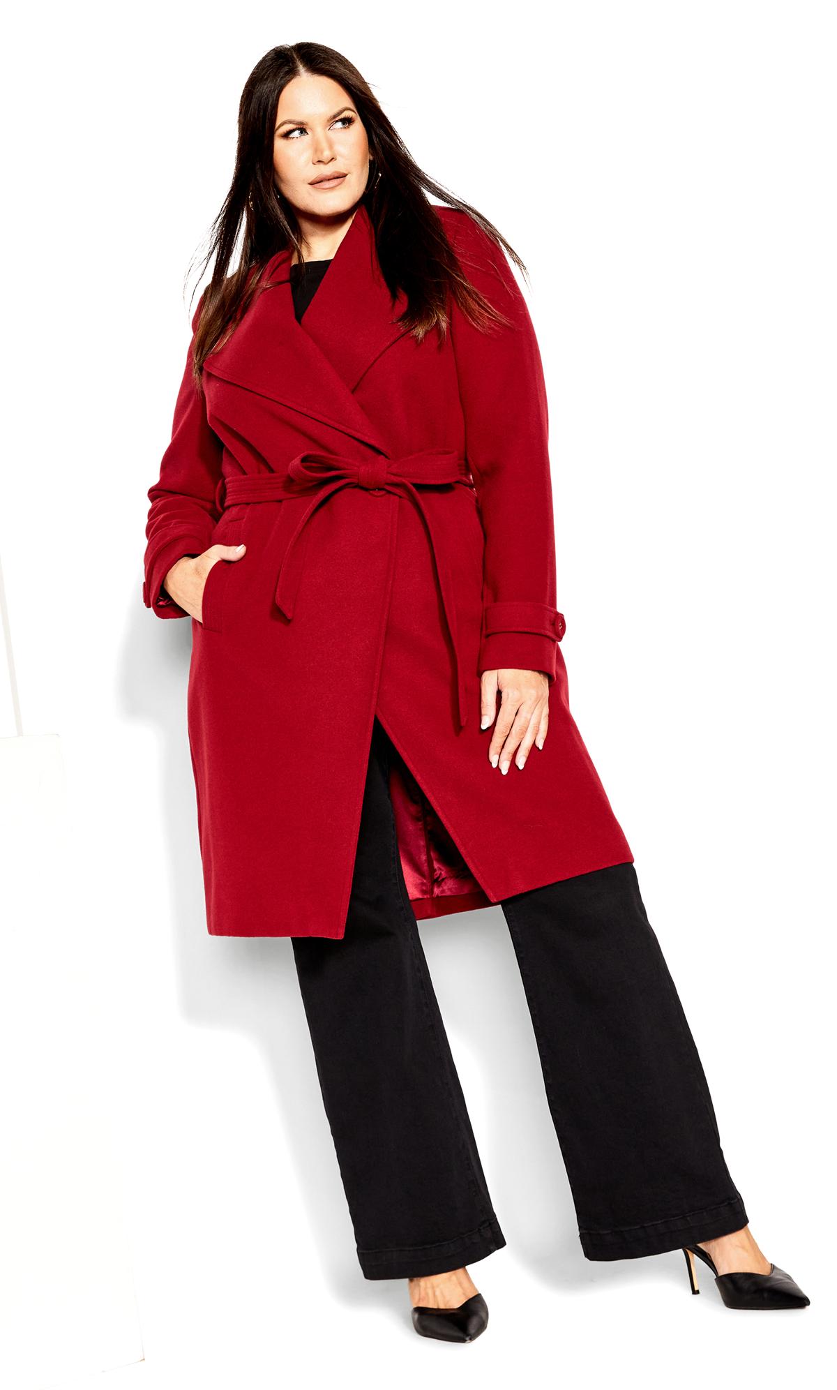 City Chic Red Belted Coat 2