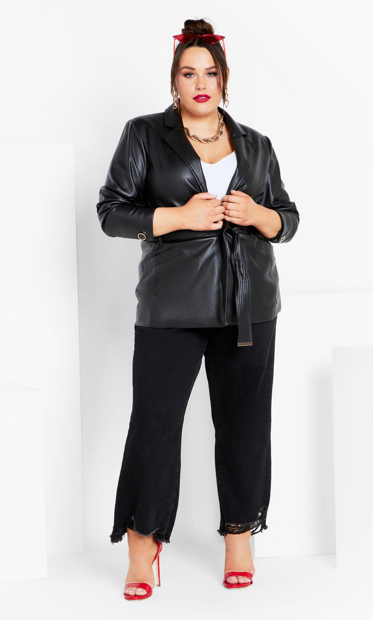 Christine Black Faux Leather Jacket | Evans