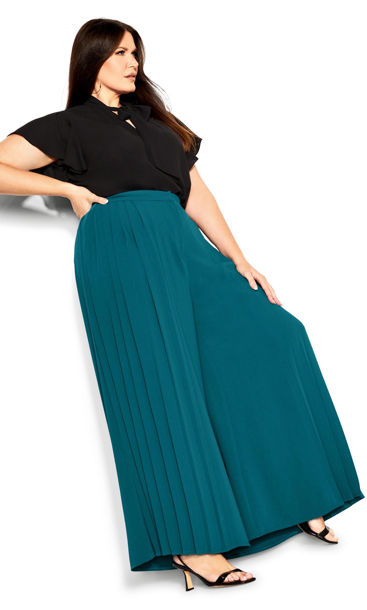 Avalina Teal Wide Leg Trousers 2