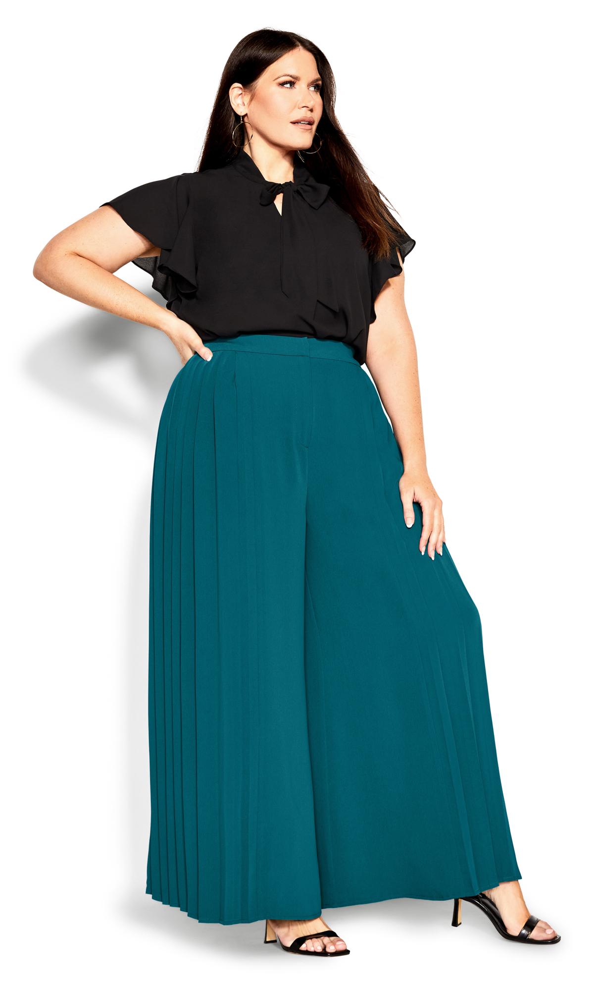 Avalina Teal Wide Leg Trousers 3