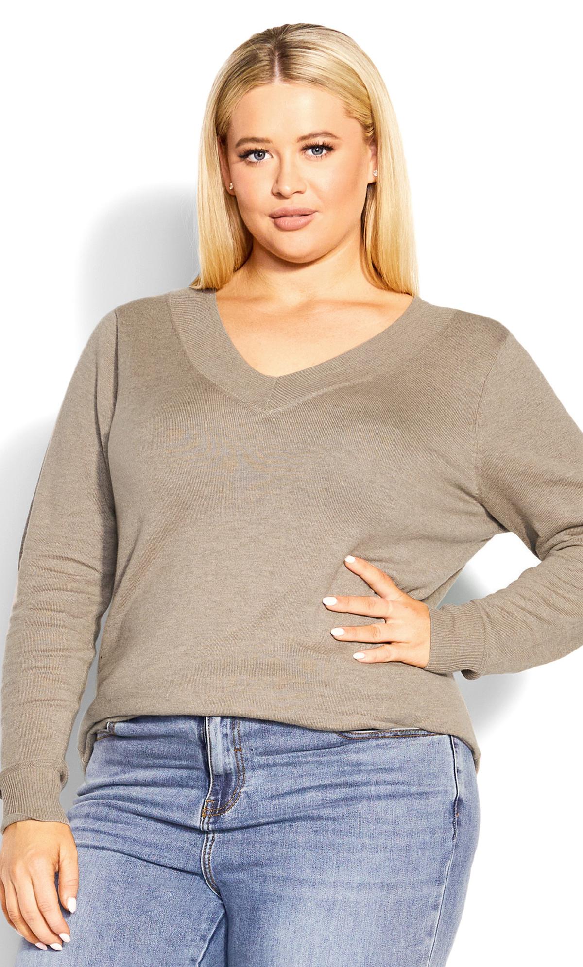 Ribbed Trim Neutral Sweater 2