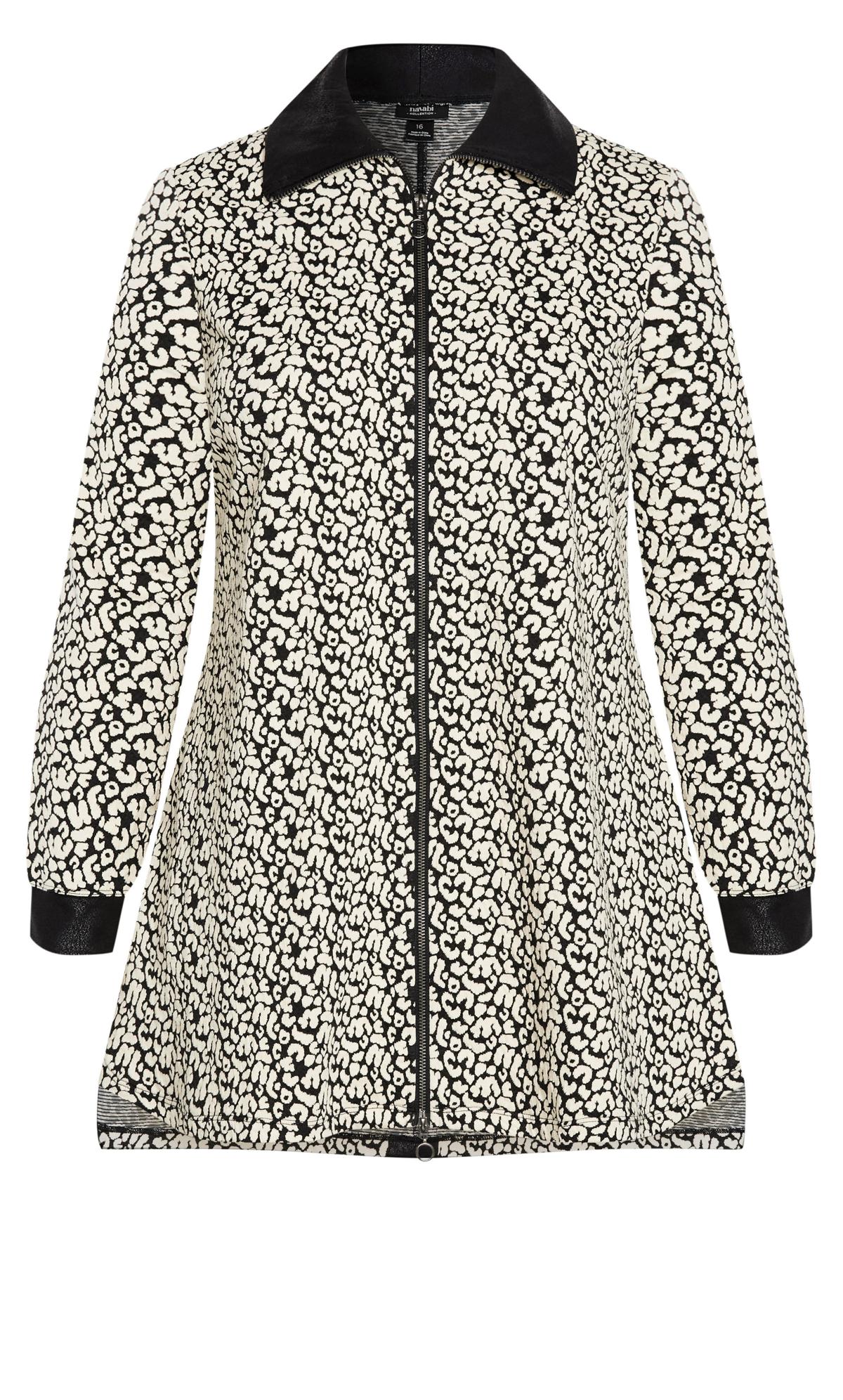 Evans White Abstract Print Textured Jacket | Evans