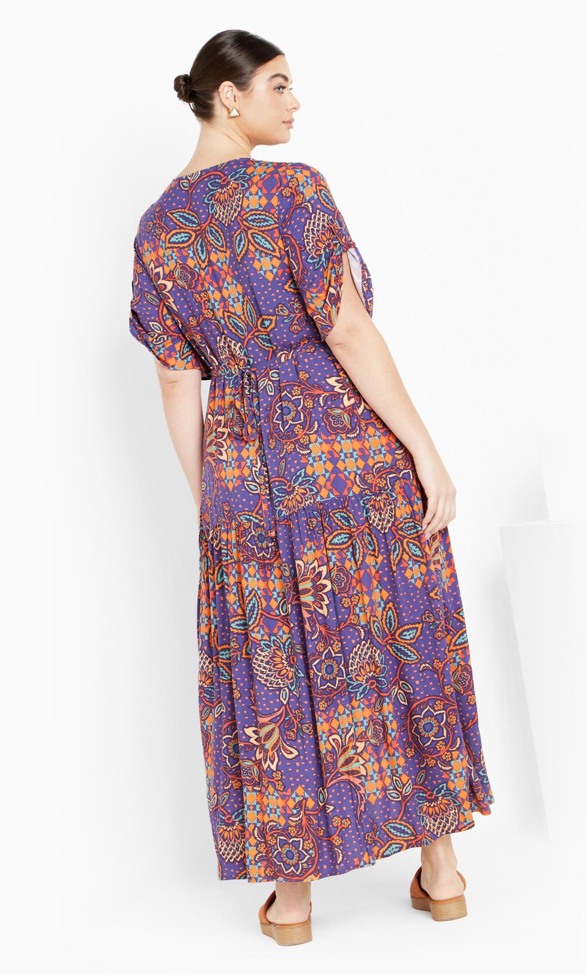 Evans Purple Paisley Print Pleated Maxi Dress | Evans