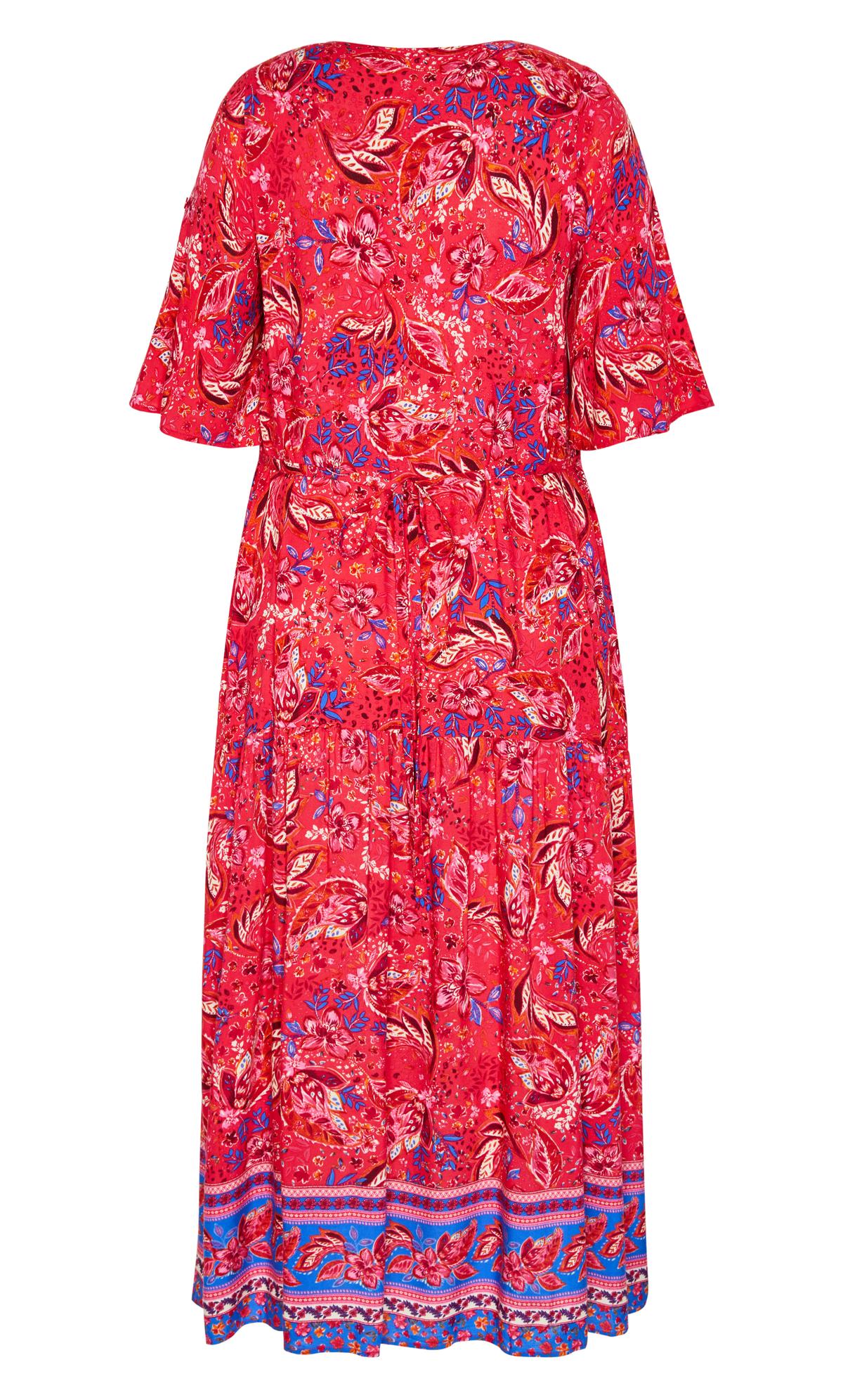 Evans Red Paisley Print Pleated Maxi Dress | Evans