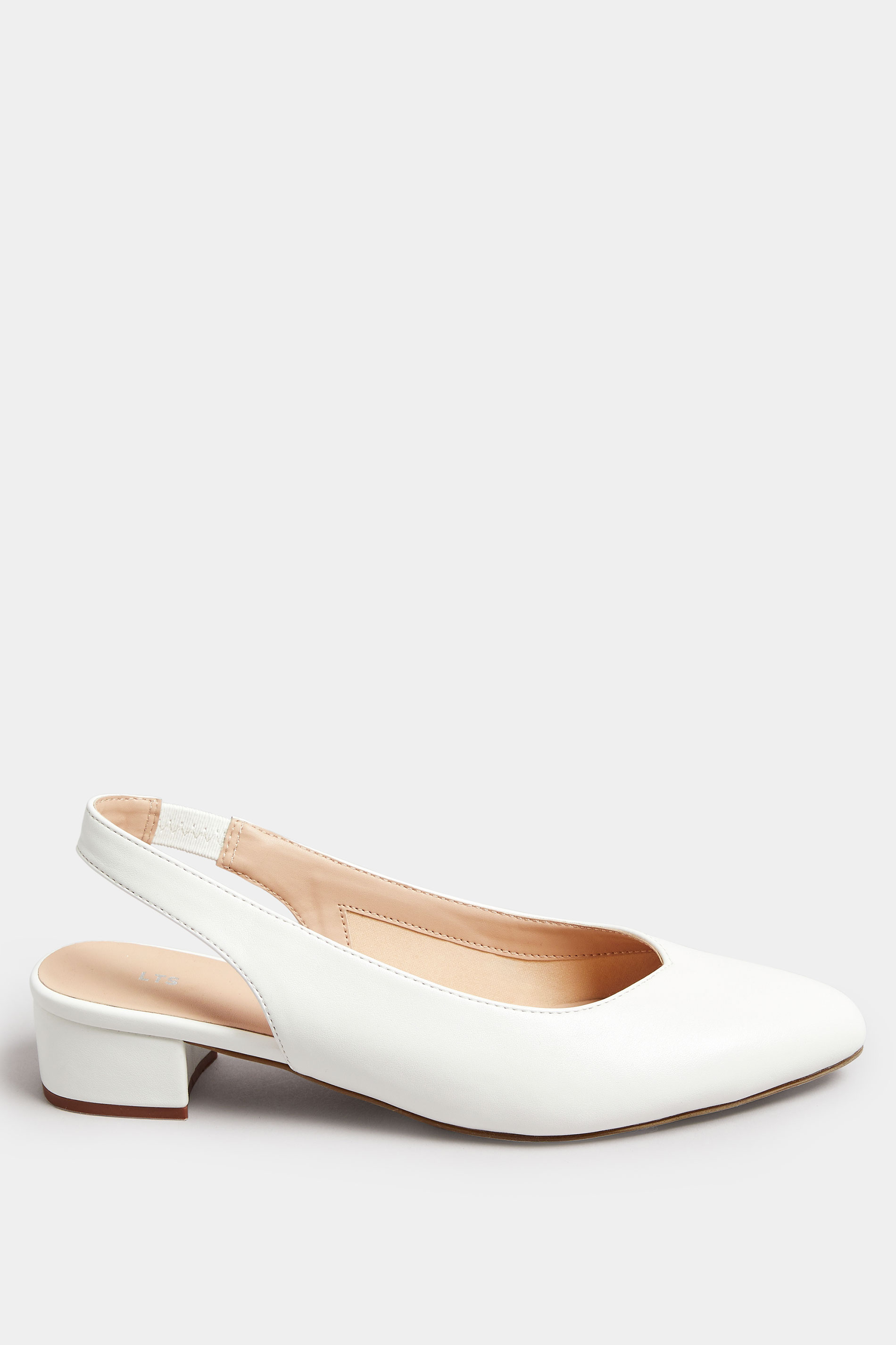 LTS White Faux Suede Slingback Point Heels In Standard Fit | Long Tall Sally 3