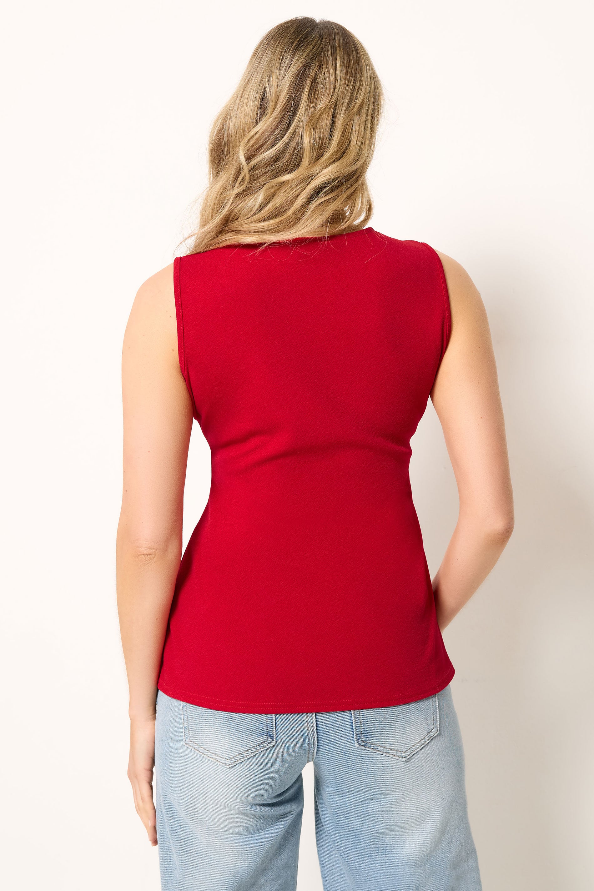 LTS Tall Women's Bright Red Textured Button Waistcoat | Long Tall Sally 2