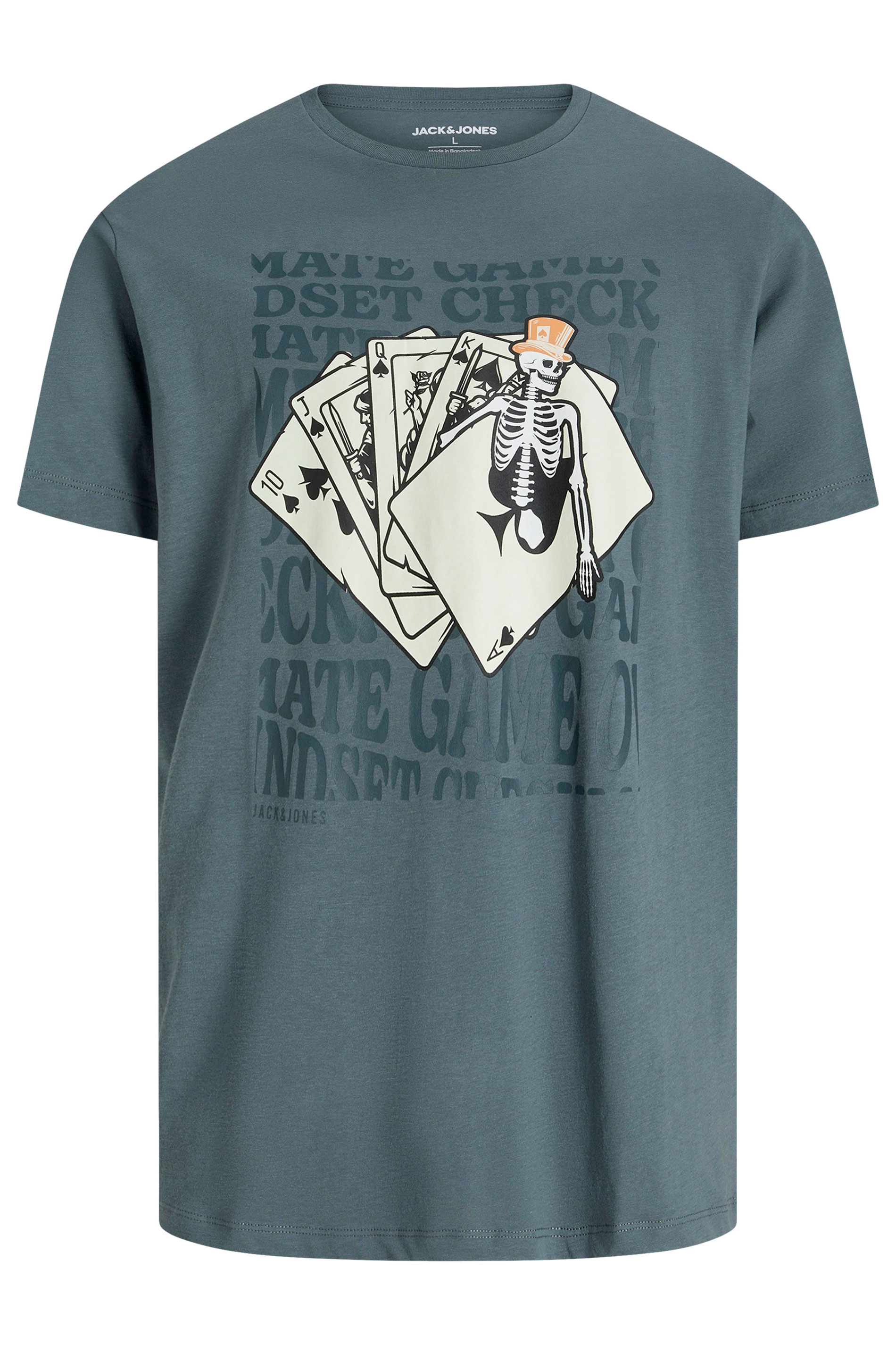 JACK & JONES Big & Tall Stormy Blue Cards Graphic T-Shirt | BadRhino 2