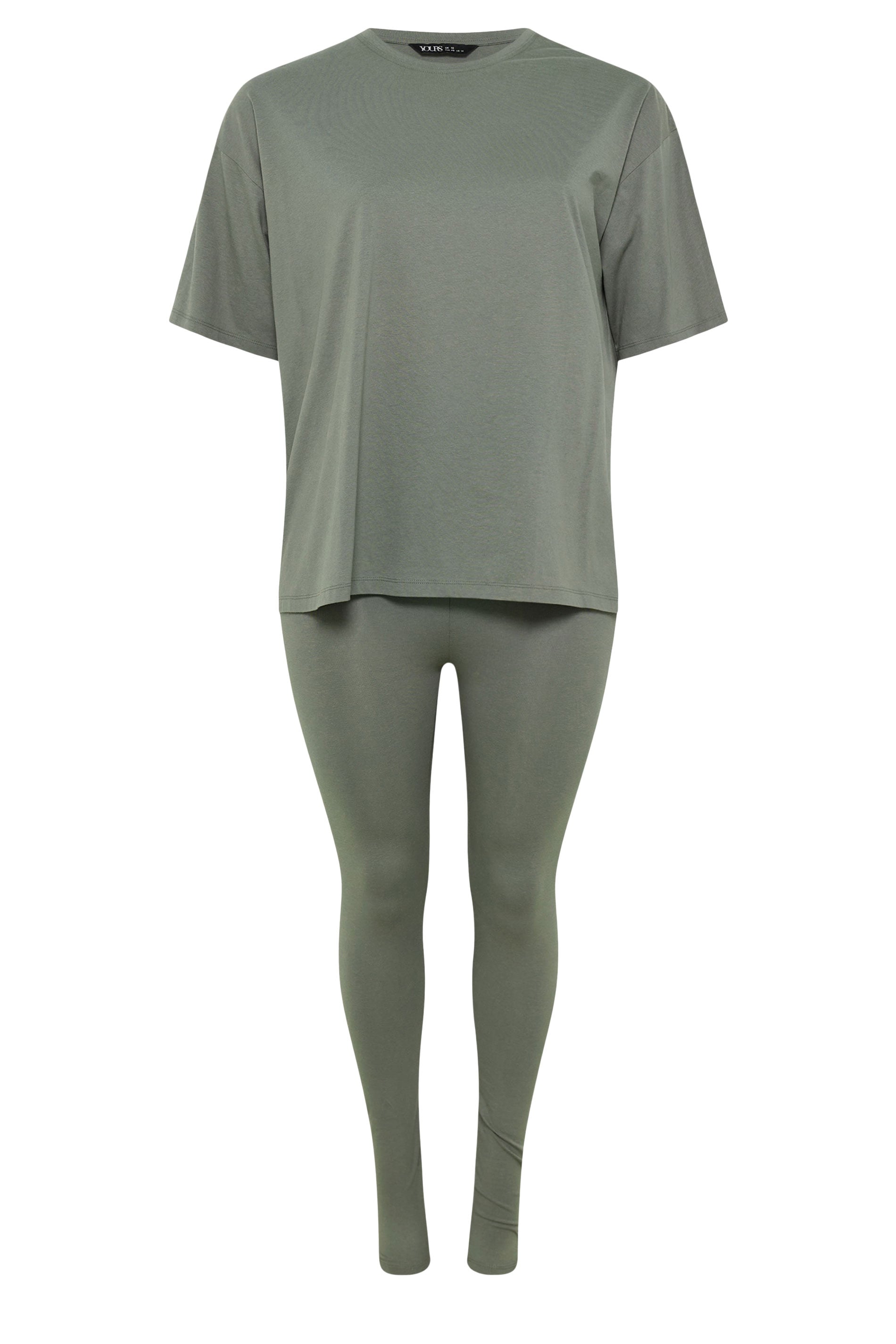 YOURS Plus Size Sage Green T-Shirt & Legging Set | Yours Clothing 5
