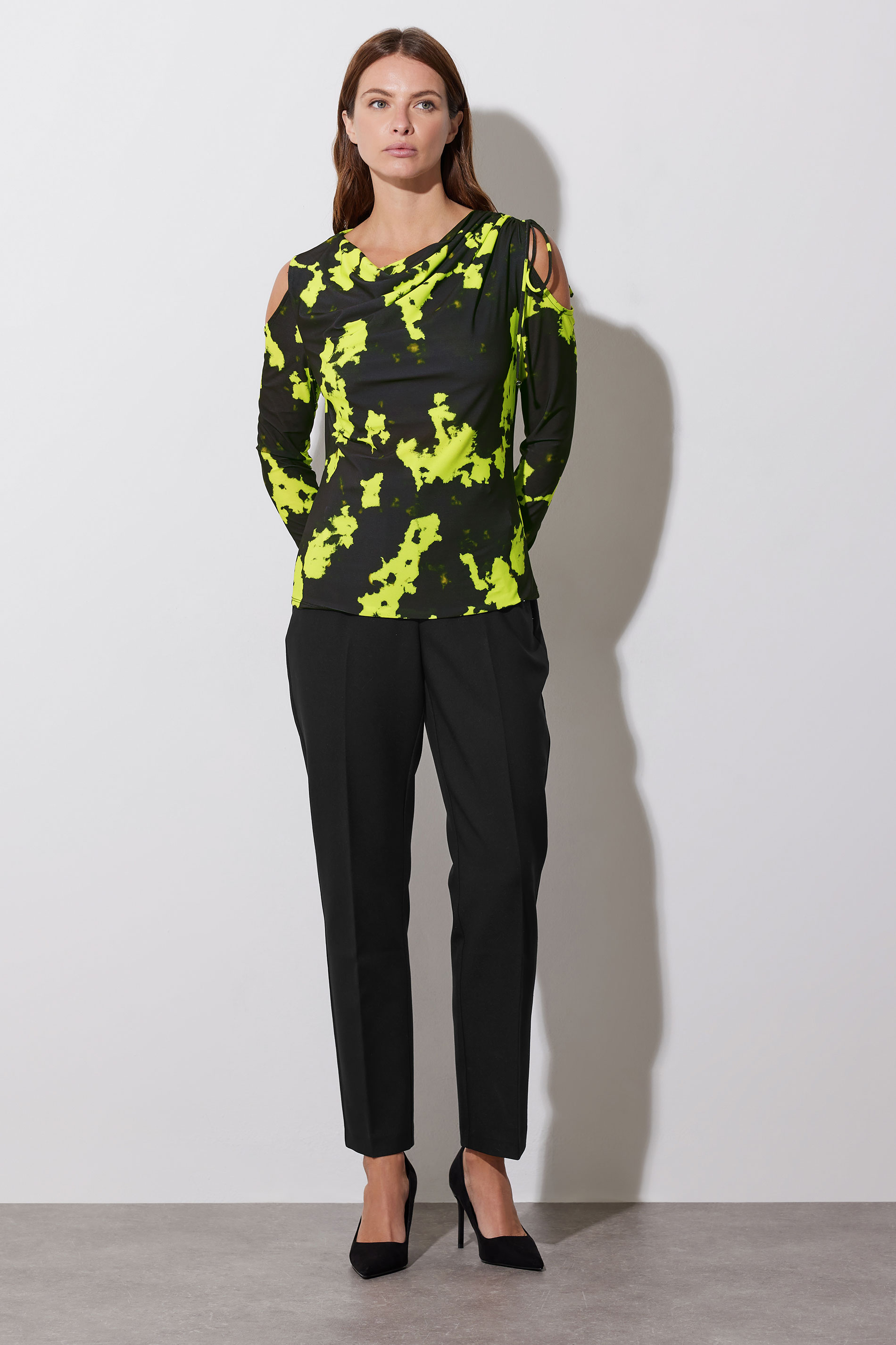 STAR Black & Yellow Ruched Cold Shoulder Top | StarByJM 1