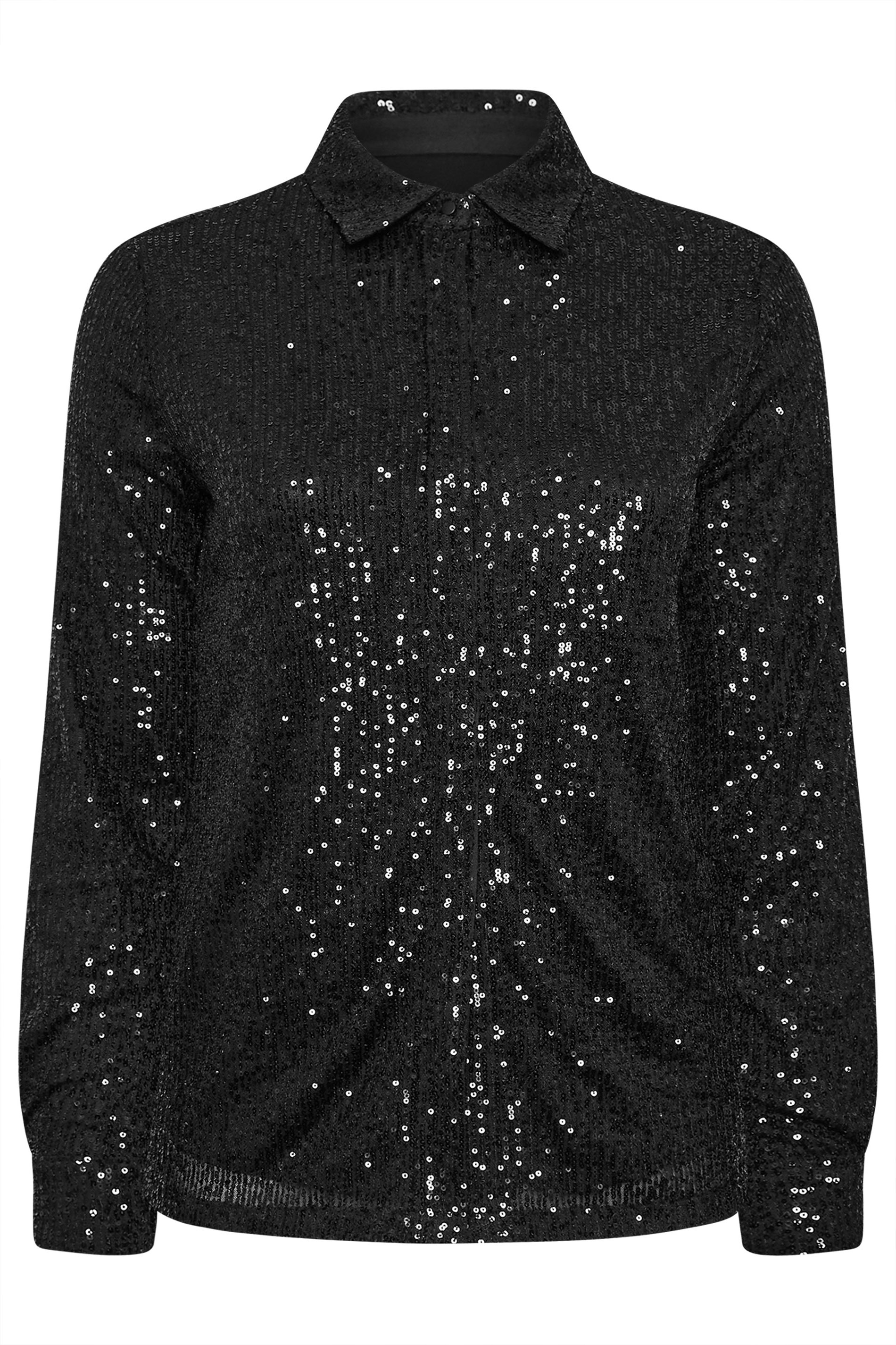 LTS Tall Black Sequin Embellished Shirt | Long Tall Sally 6