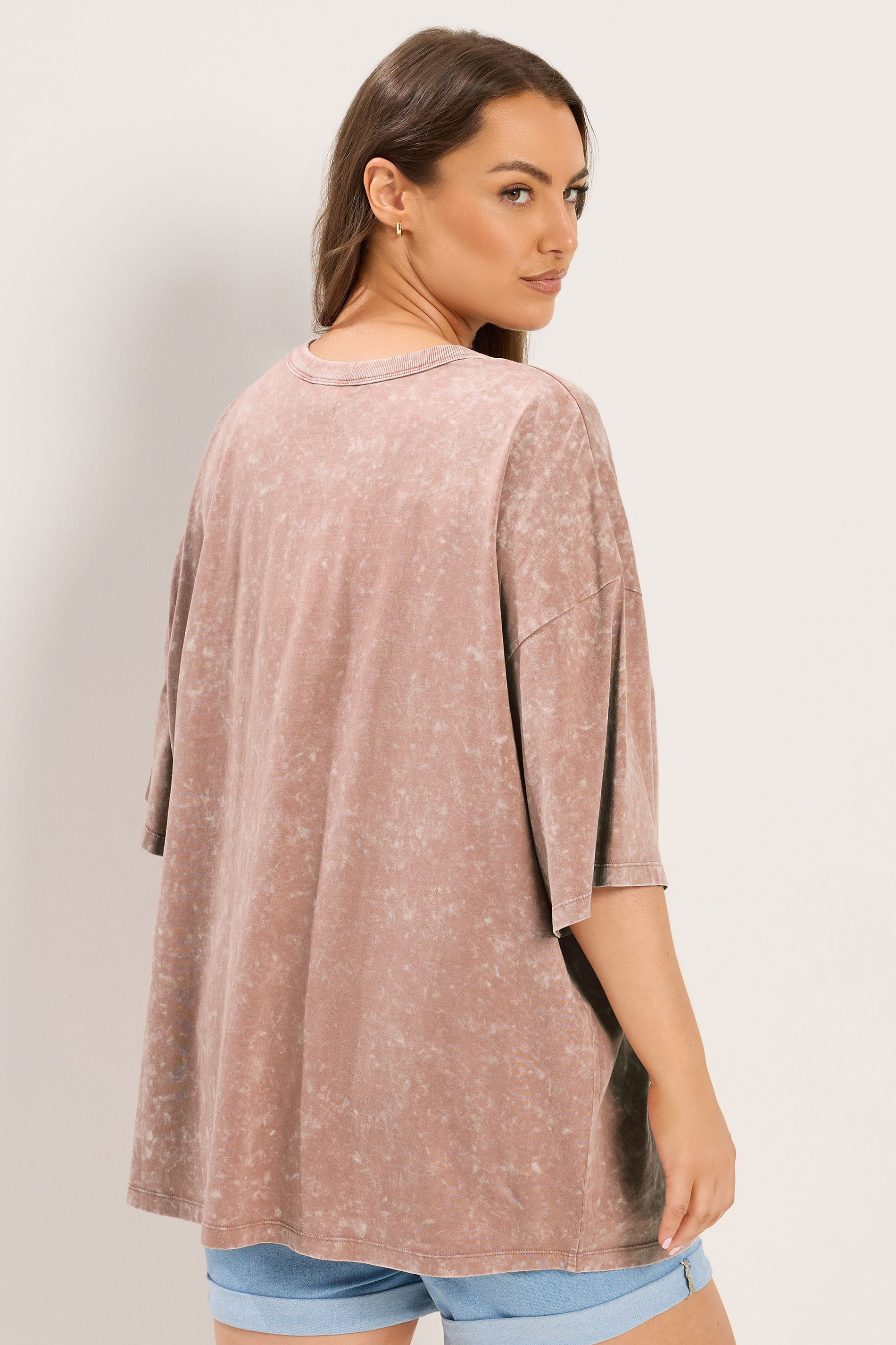 YOURS Plus Size Pink Acid Wash Boxy Daisy Print T-Shirt | Yours Clothing 2