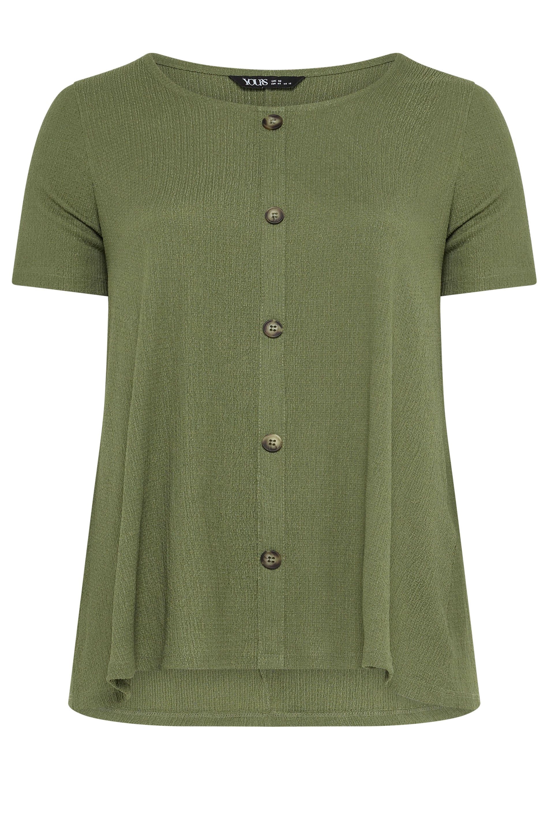 YOURS Plus Size Olive Green Crinkle T-Shirt | Yours Clothing 5
