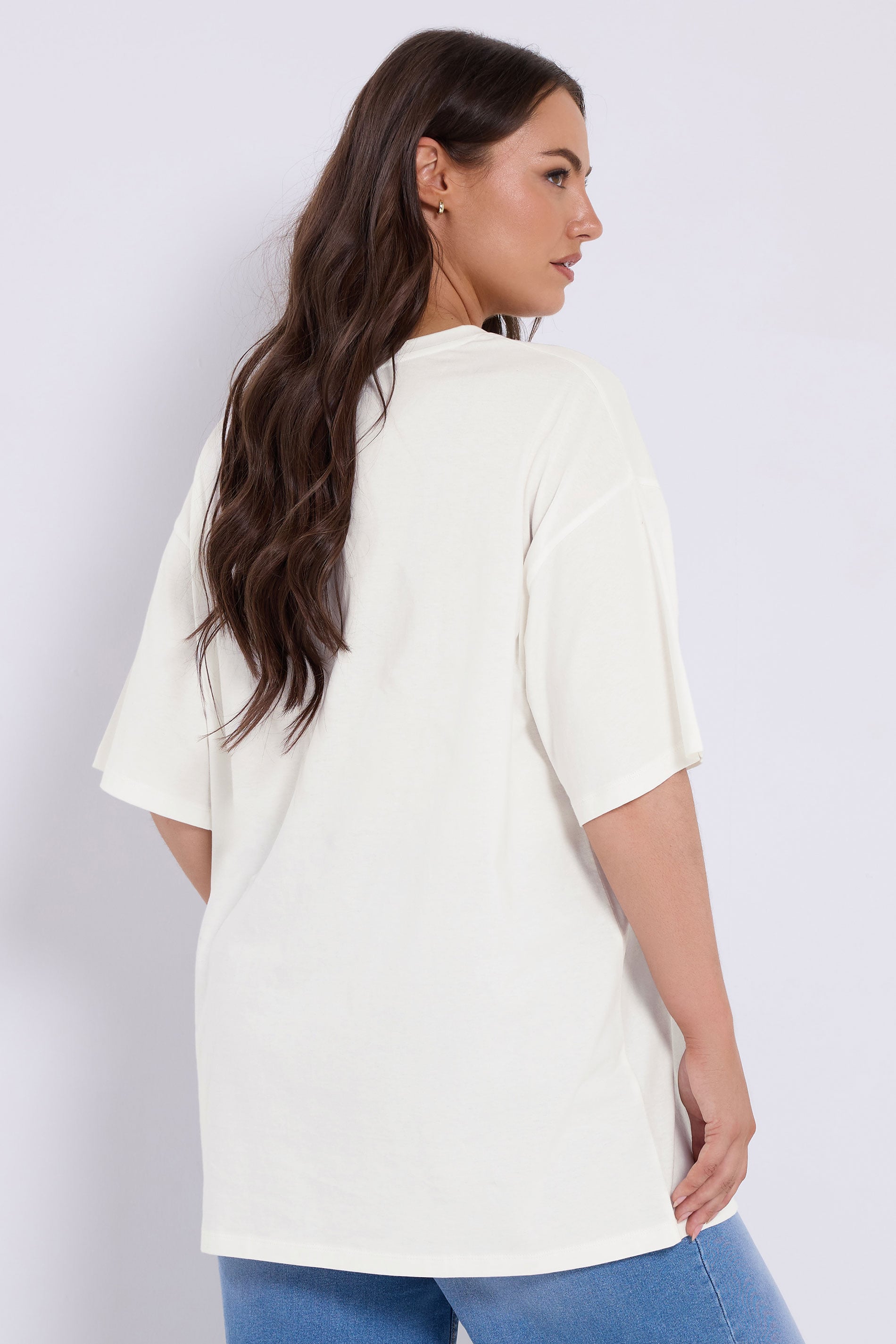 YOURS Plus Size White Relaxed Longline T-Shirt | Yours Clothing 2