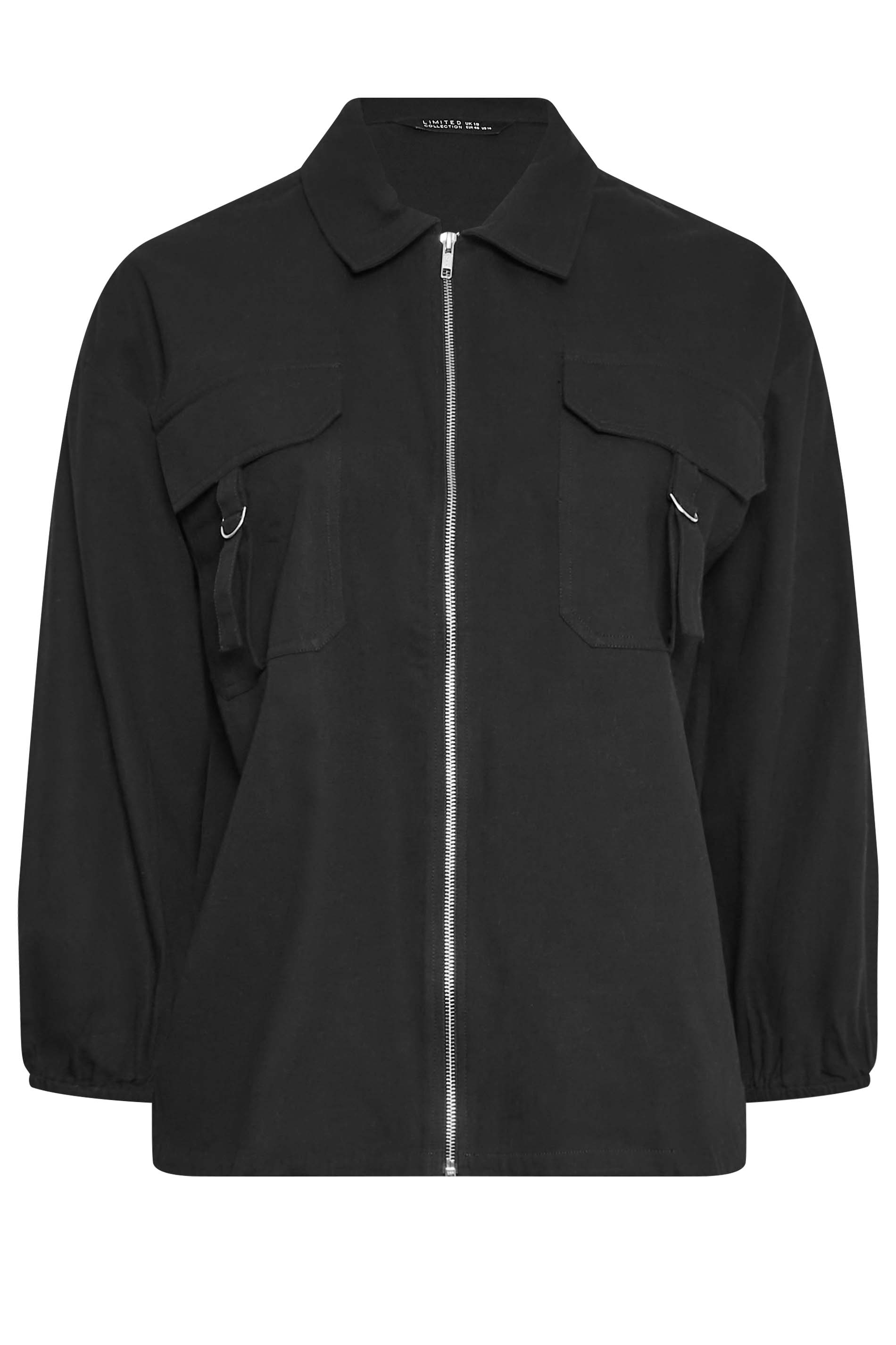 LIMITED COLLECTION Plus Size Black Utility Bomber Jacket | Yours Clothing 6