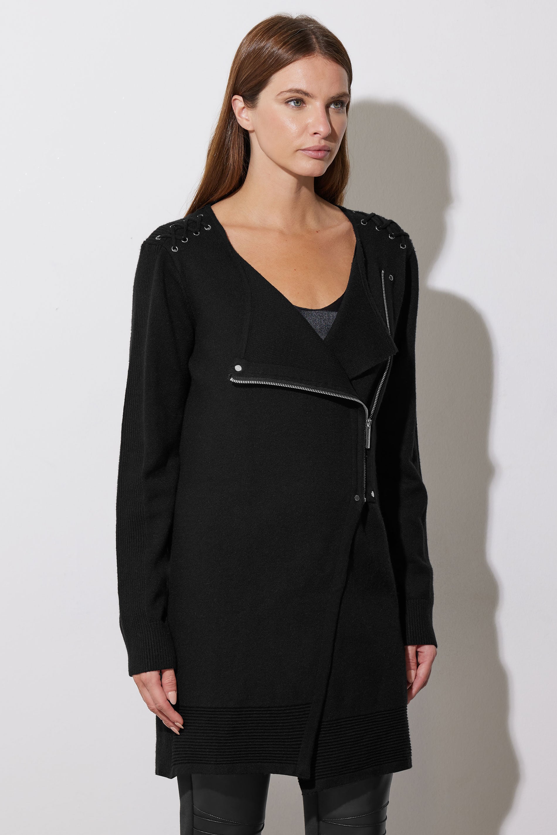 STAR Black Eyelet Detail Zip Cardigan | STAR x JM 8