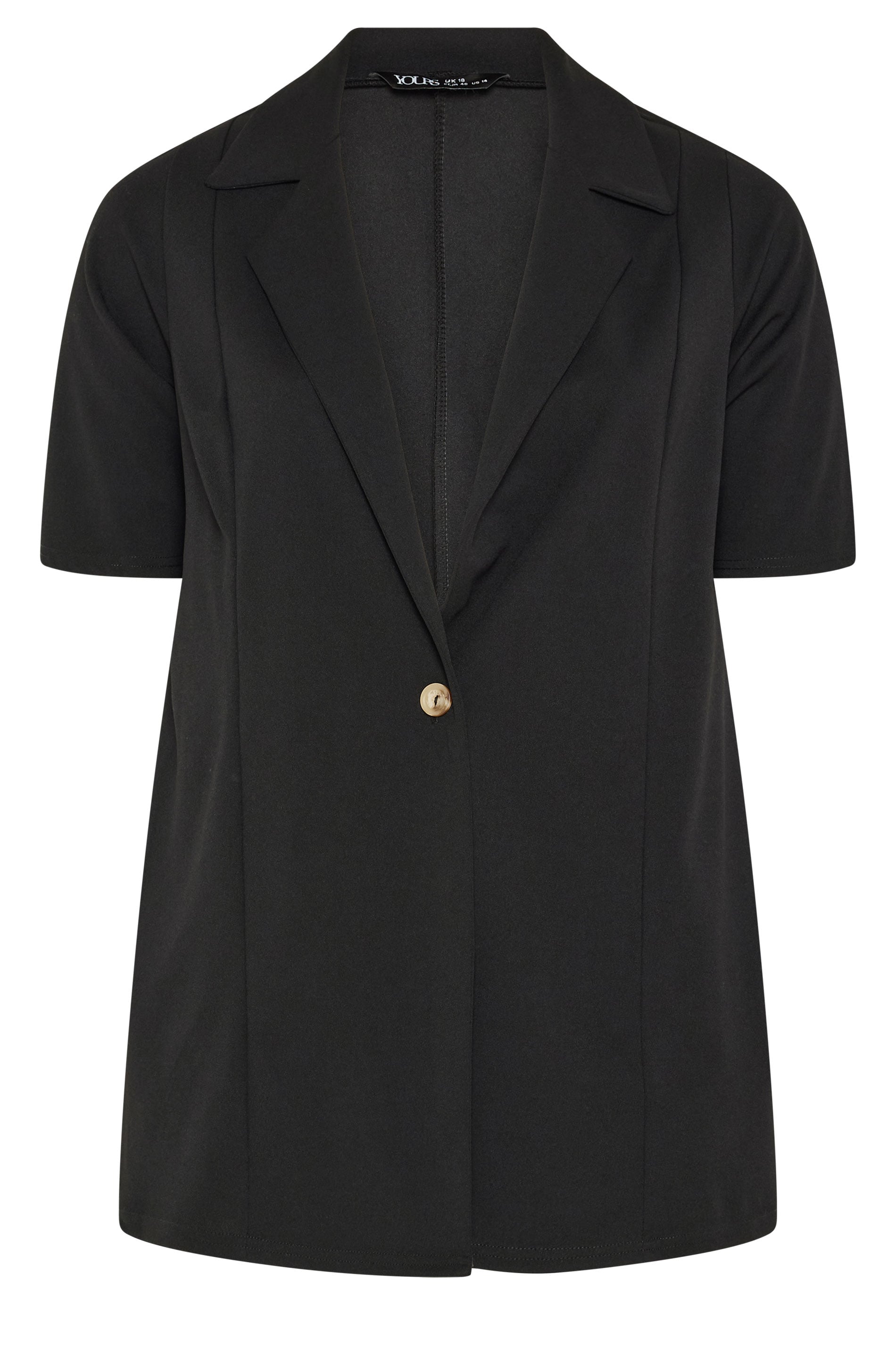 YOURS Plus Size Black Short Sleeve Blazer | Yours Clothing 6