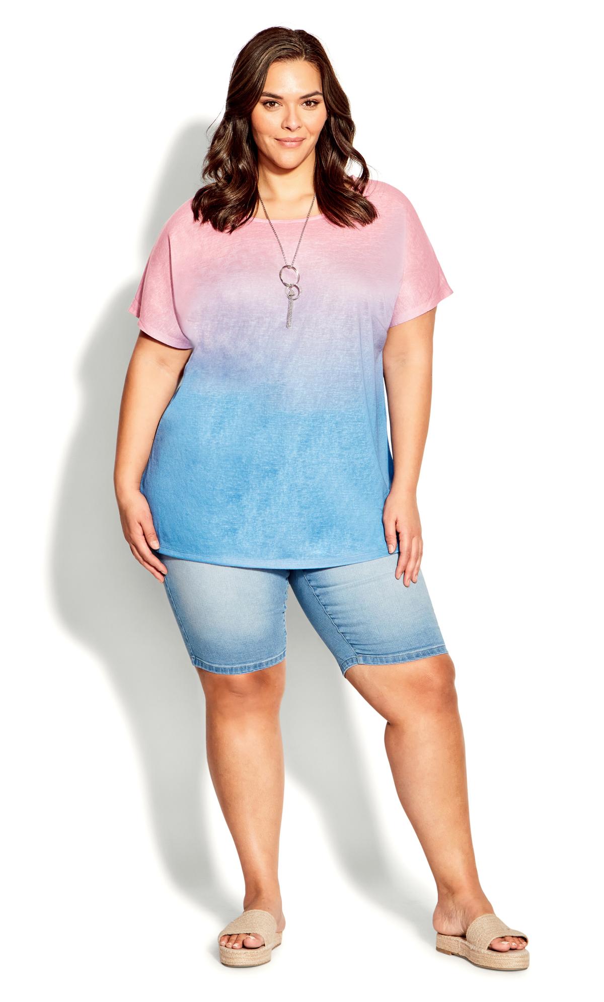 Evans Blue & Pink Ombre Top with Necklace 2