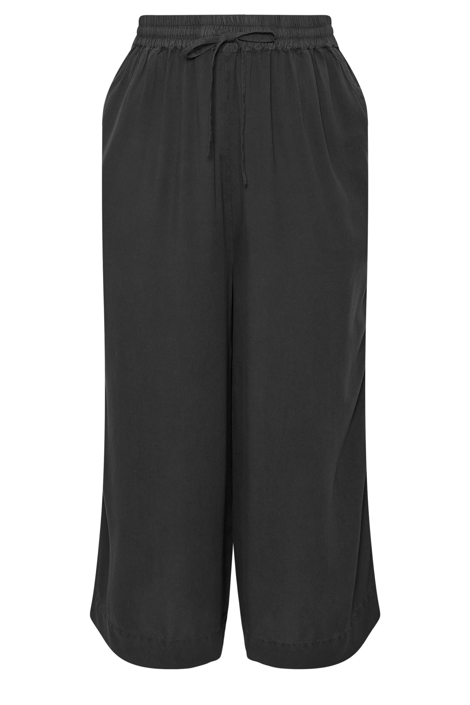 YOURS Plus Size Black Chambray Culottes | Yours Clothing 5