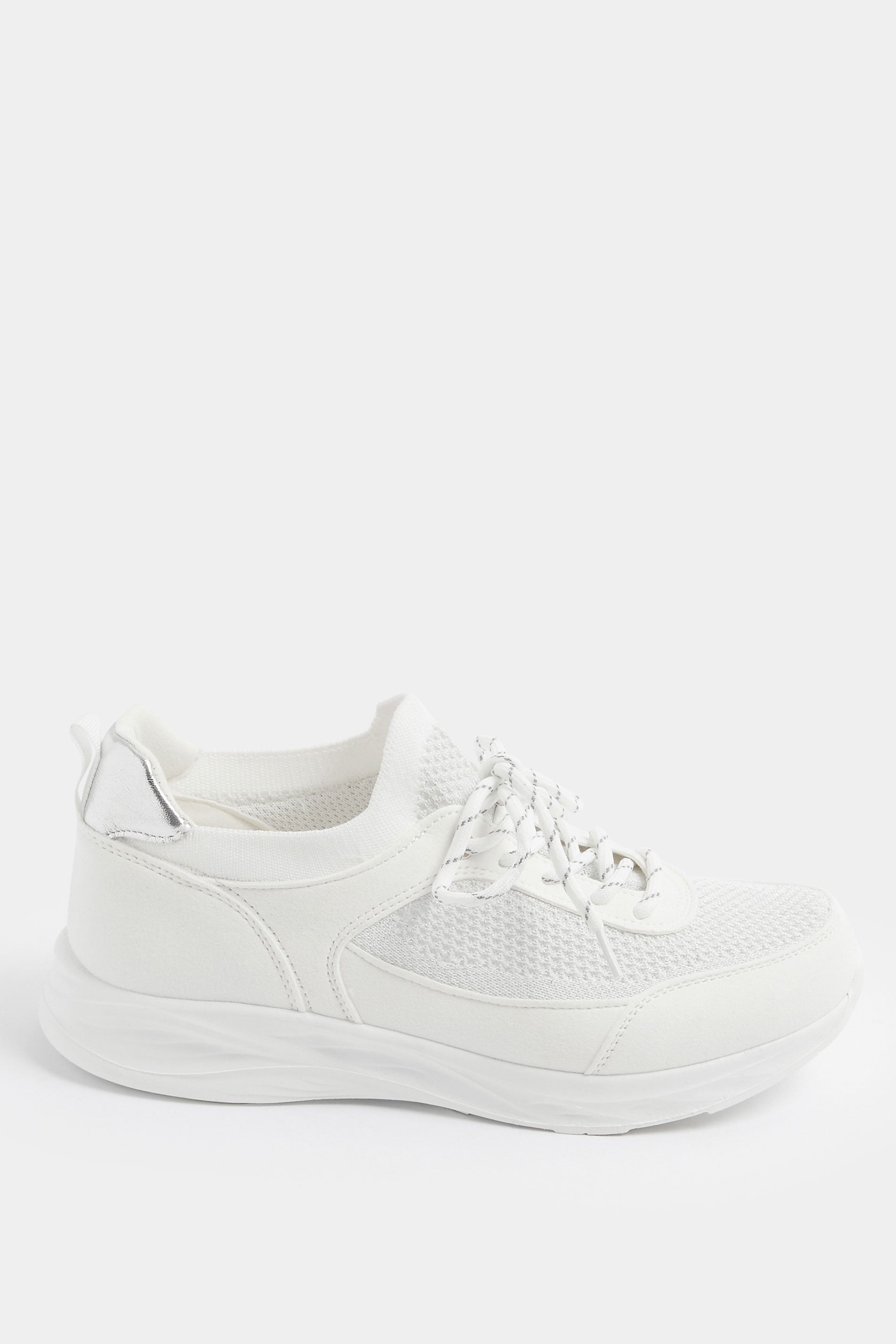 White Knitted Trainers In Extra Wide EEE Fit | Yours Clothing 2