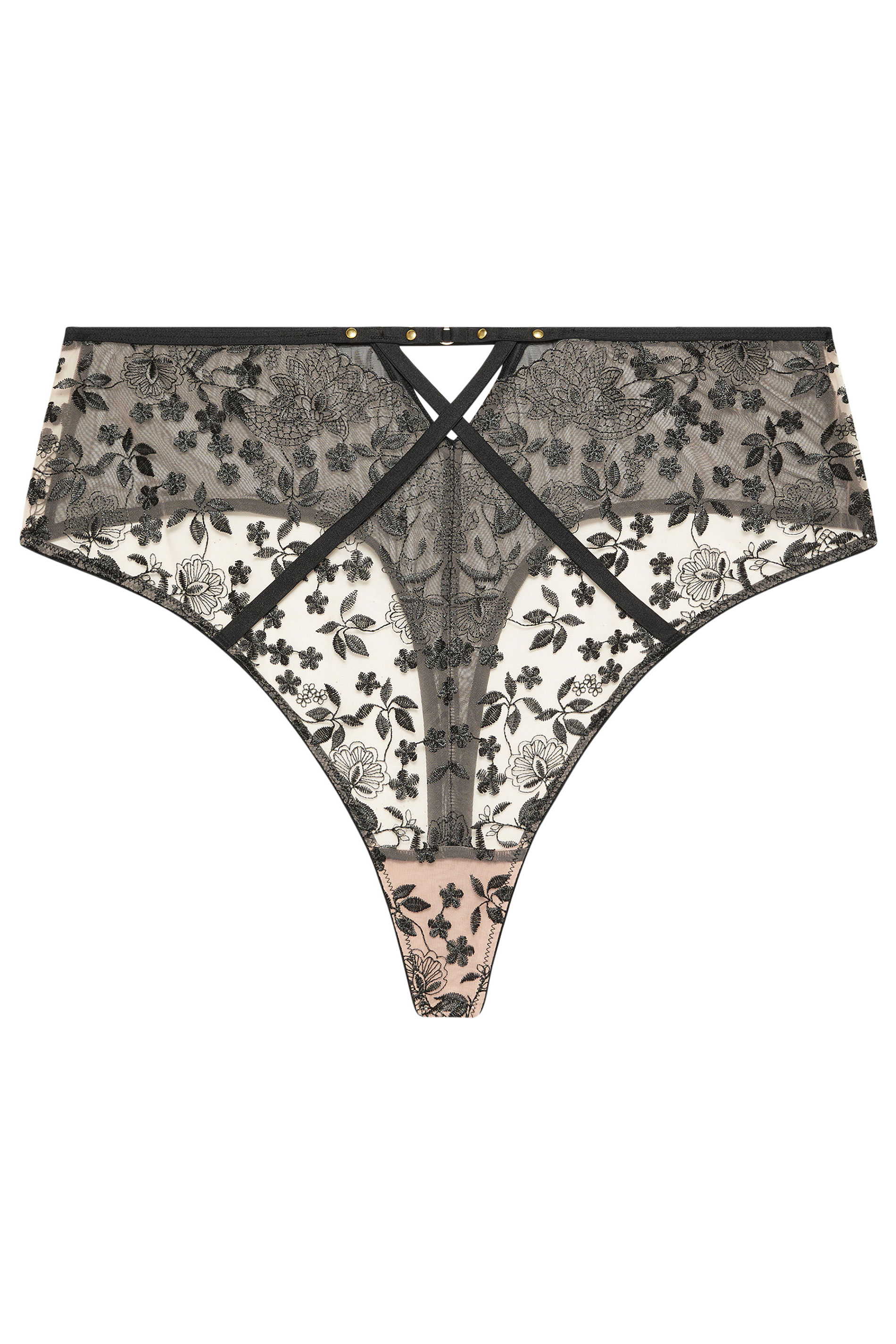 PLAYFUL PROMISES Black Floral Embroidered High Waisted Thong 5