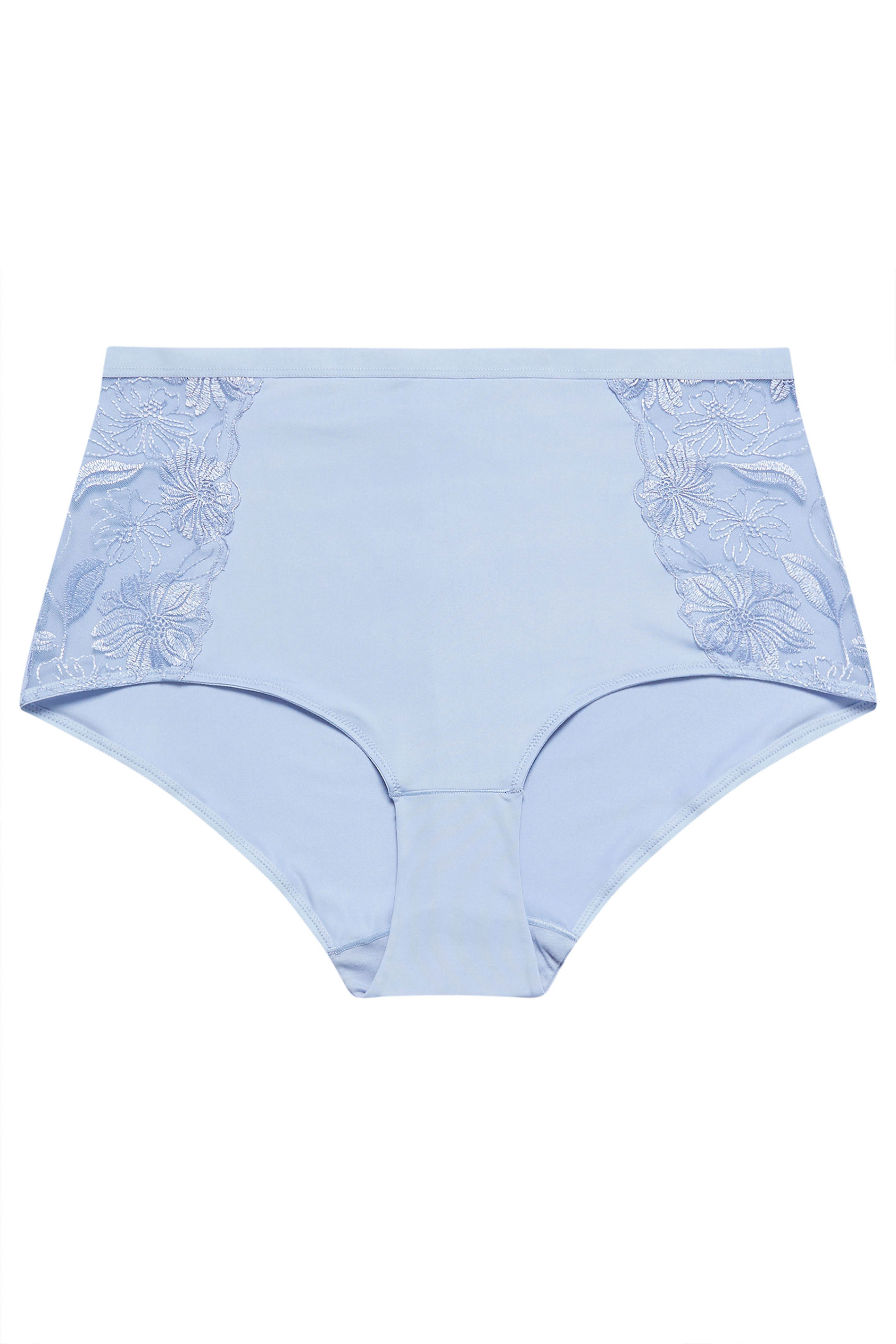 YOURS Curve Light Blue Floral Embroidered Full Briefs | Yours Clothing 5