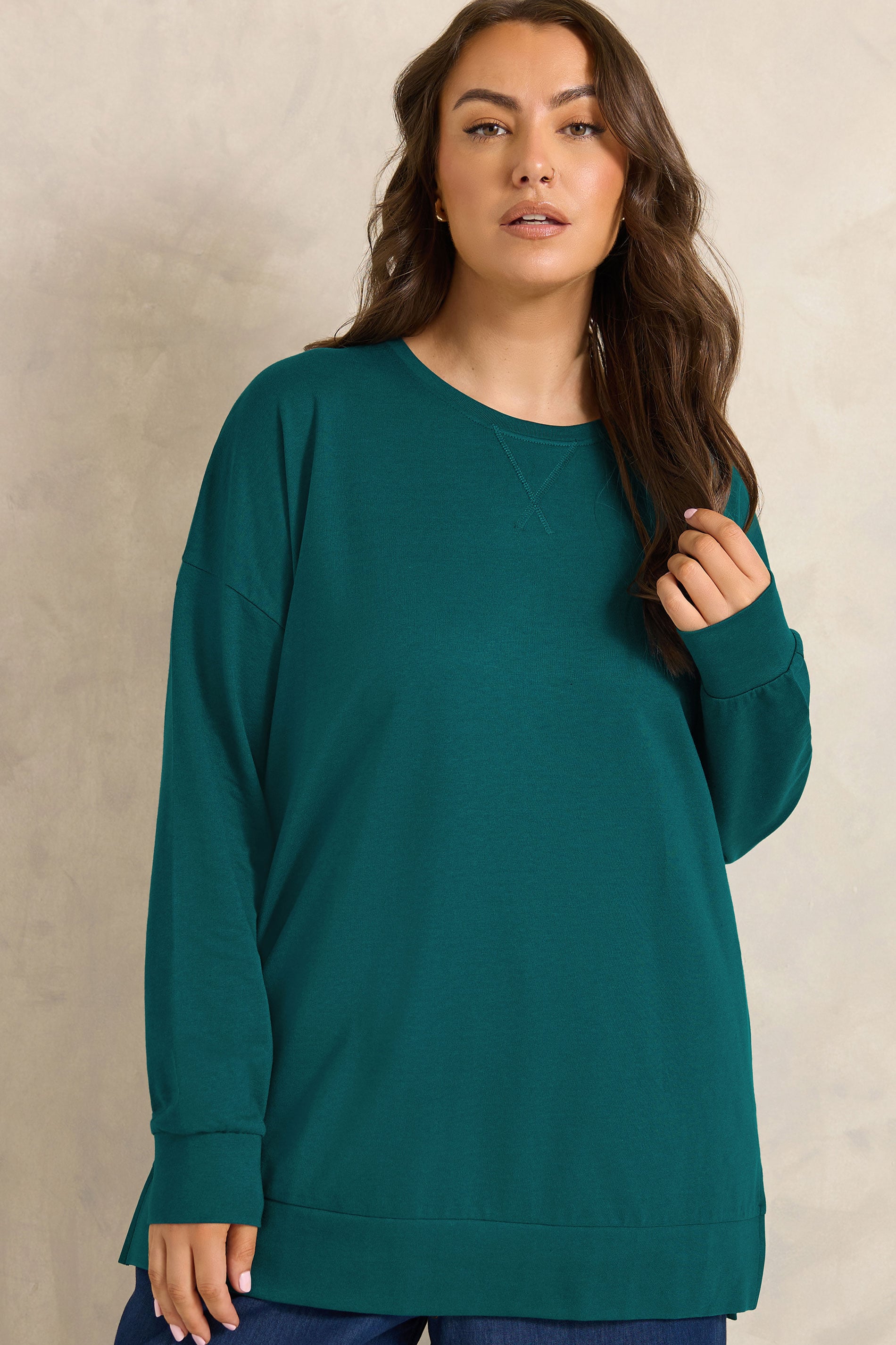 Evans Women's Green Plus Teal Luxe Sweatshirt Size 30-32