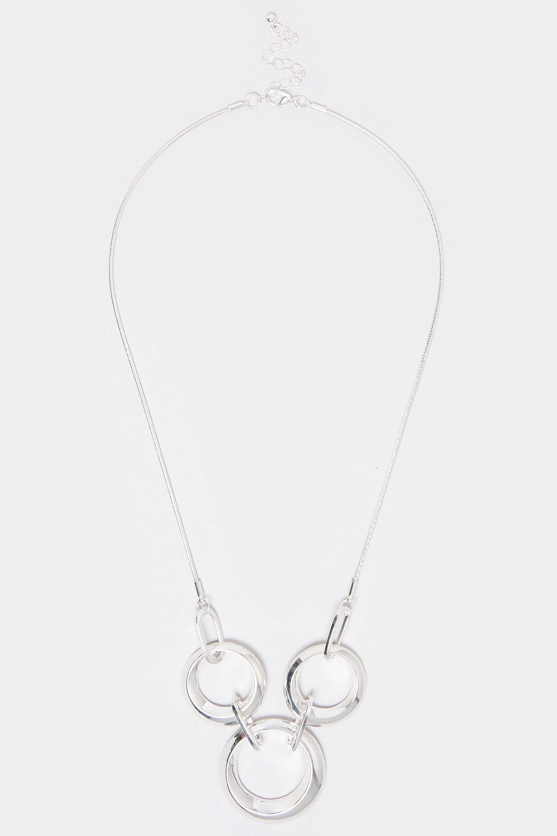 Silver Tone Triple Circle Necklace | Yours Clothing  3