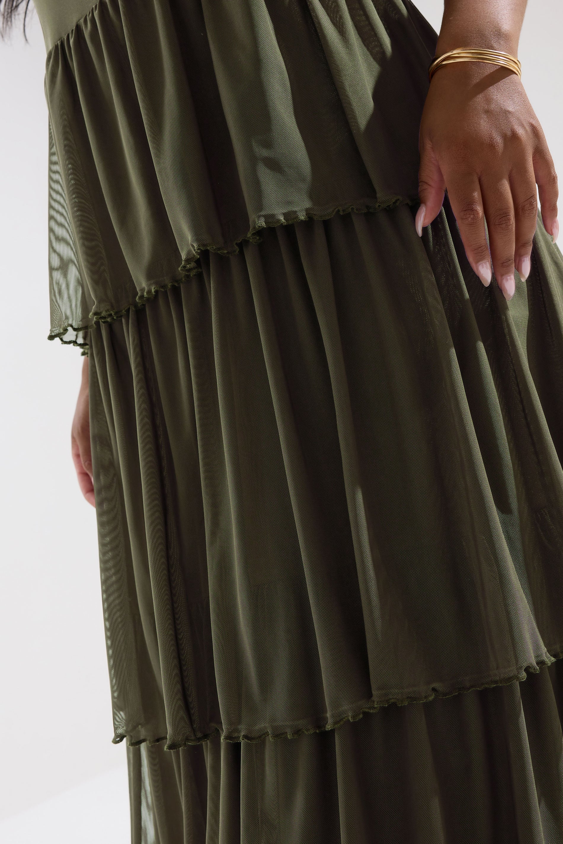 YOURS Plus Size Khaki Green Tiered Maxi Dress | Yours Clothing 2