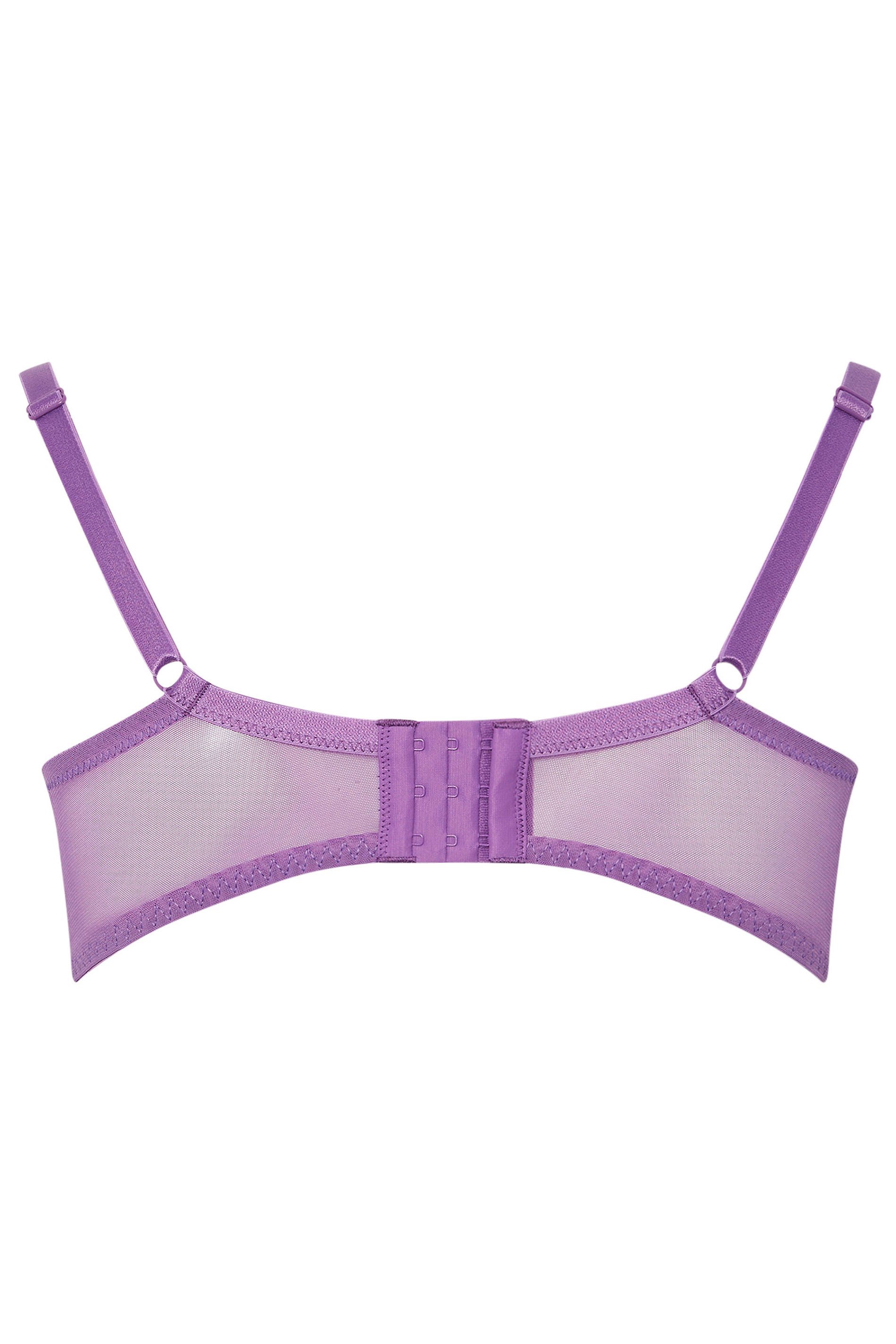 YOURS Plus Size Purple Floral Embroidered Underwired Bra | Yours Clothing 7