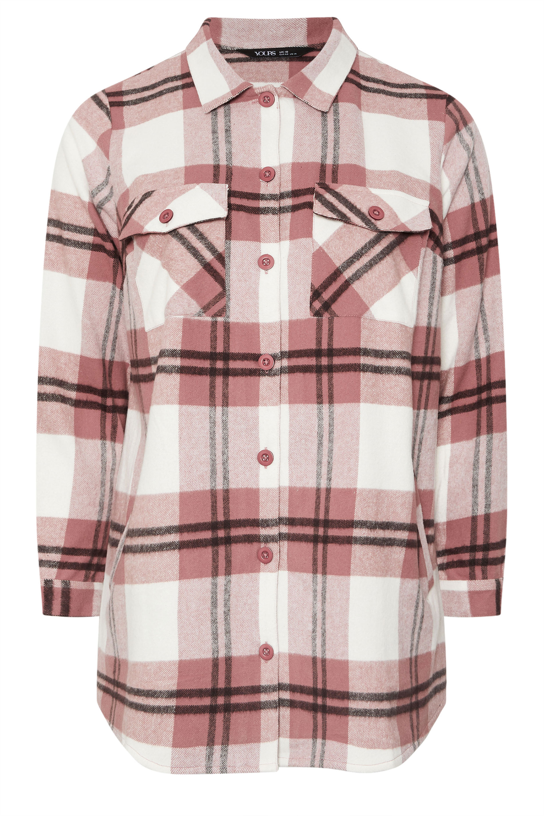 YOURS Plus Size Pink & White Check Shacket | Yours Clothing 6