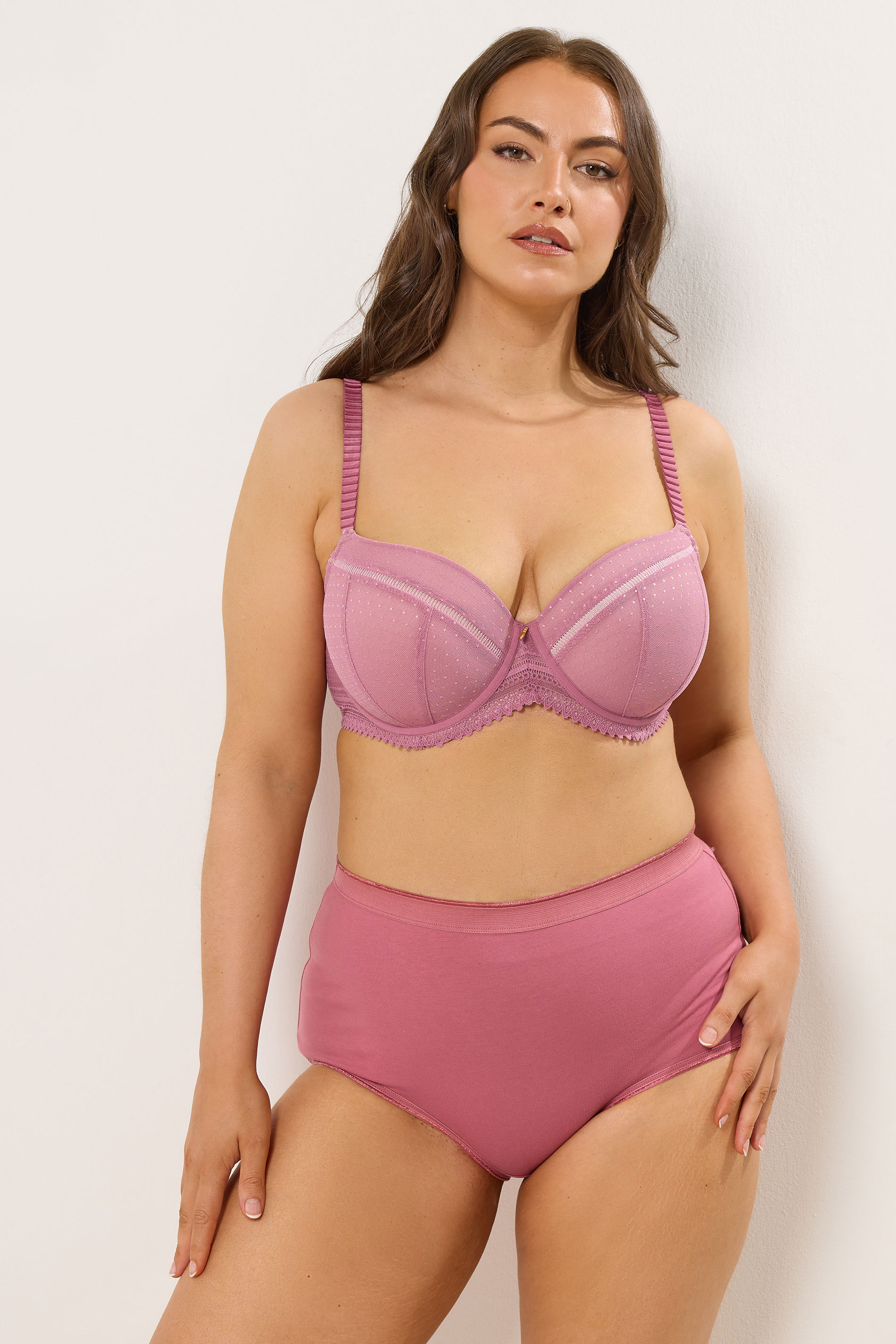 YOURS Plus Size Pink Lace Underwired Padded Bra | Yours Clothing  1