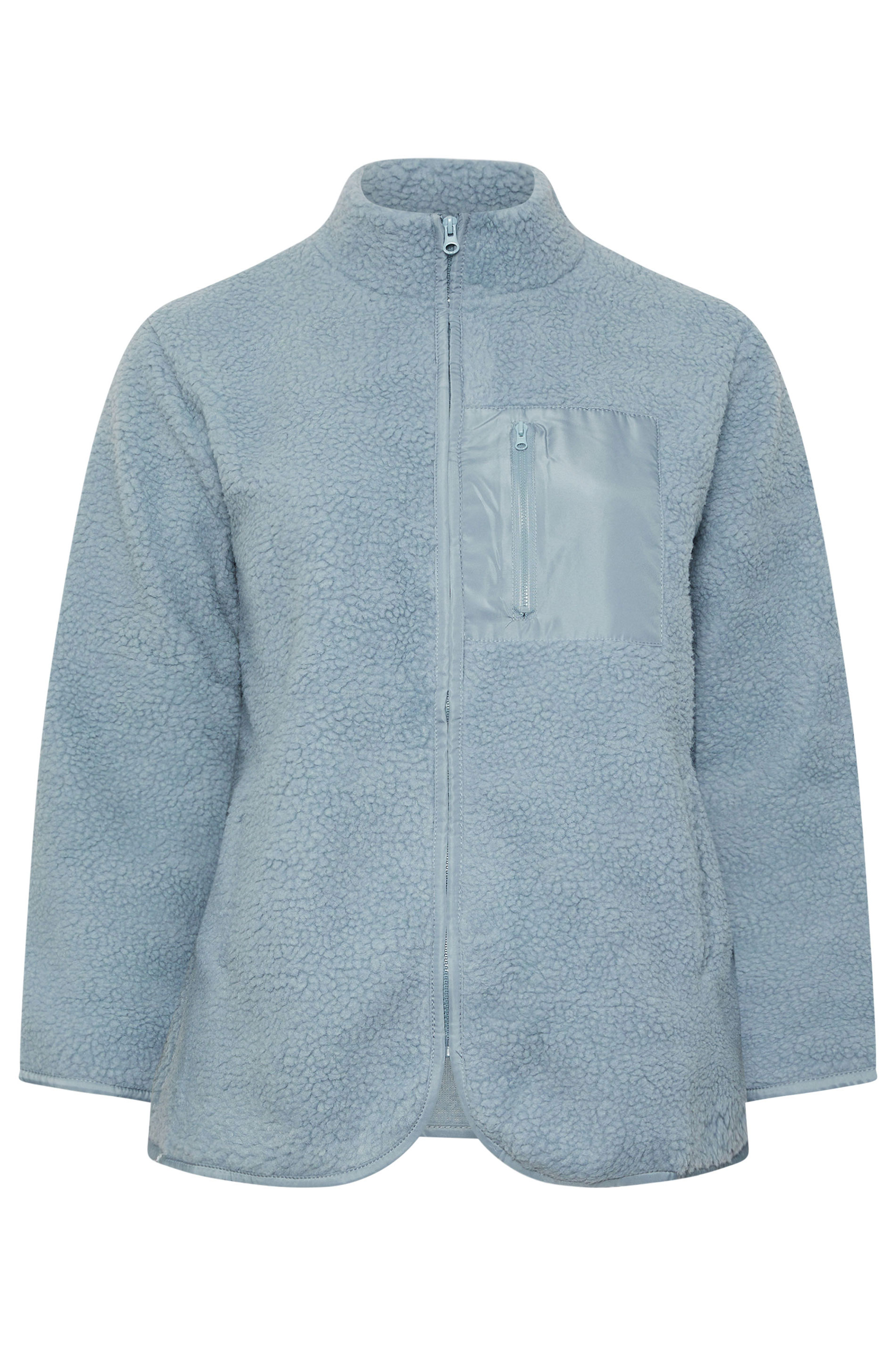 YOURS Plus Size Blue Teddy Borg Zip Through Fleece | Yours Clothing 7