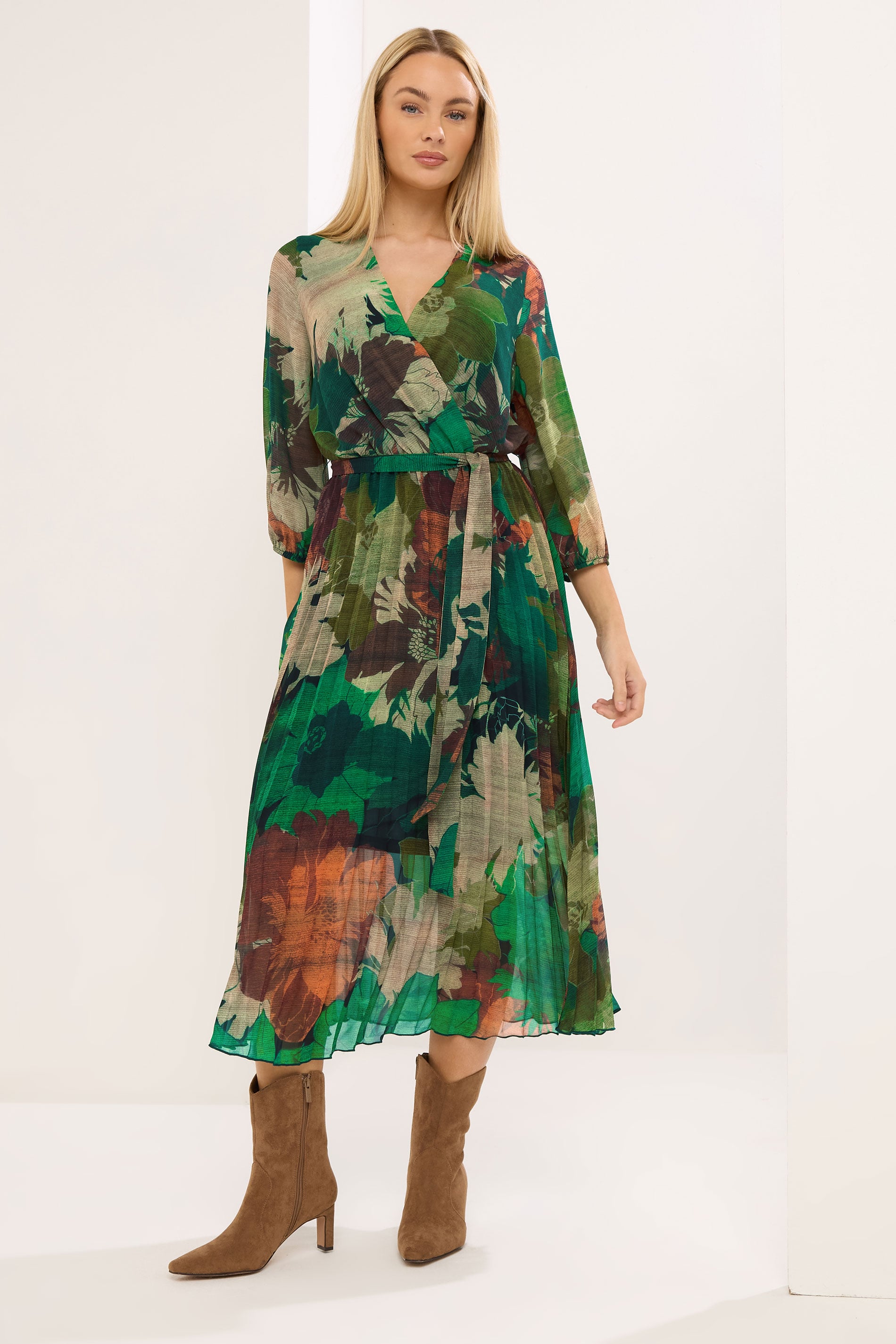 STAR Green Abstract Pleated Dress | StarByJM 3